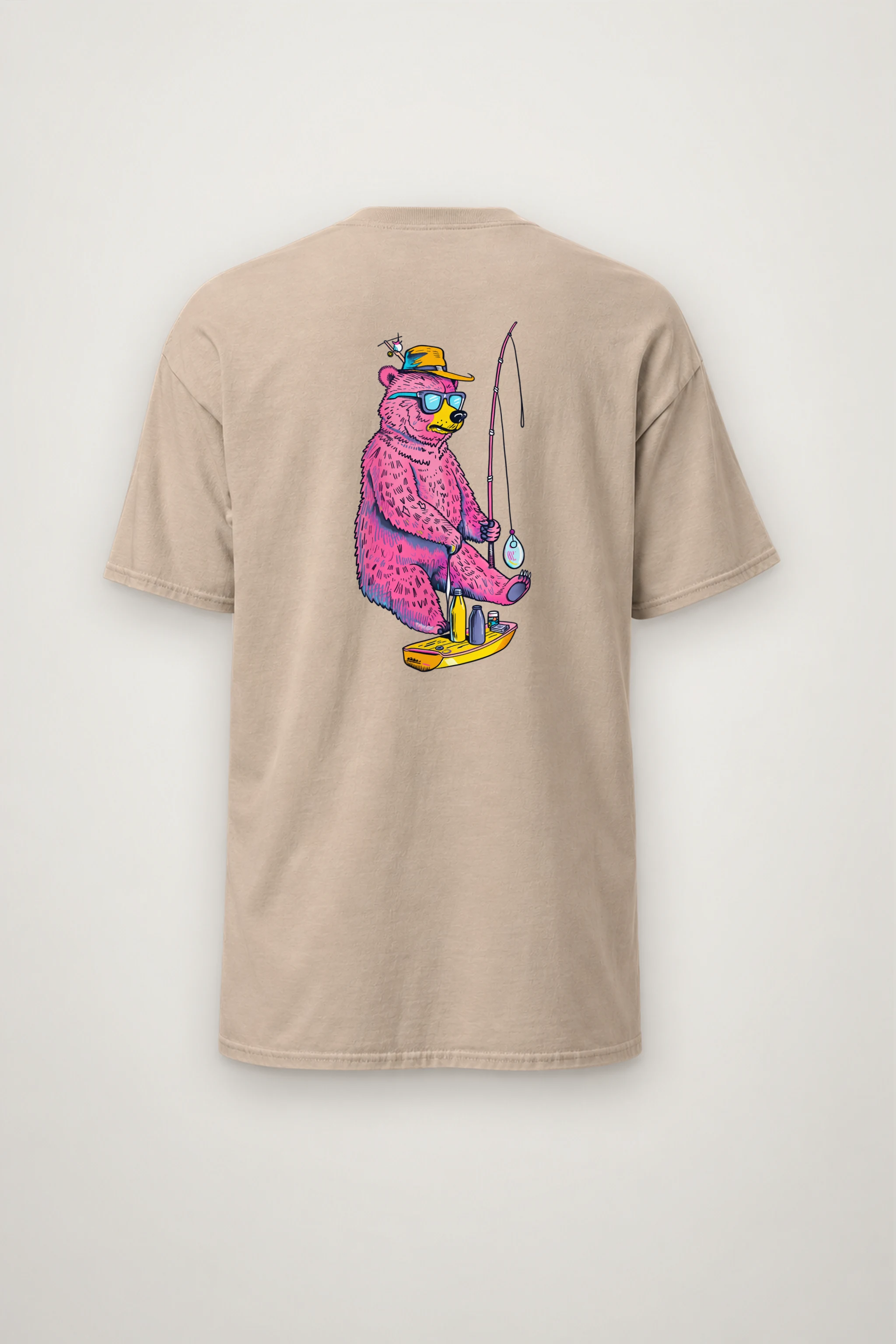 "Skateboard Fishing Bear" Heavyweight Unisex Crewneck T-shirt