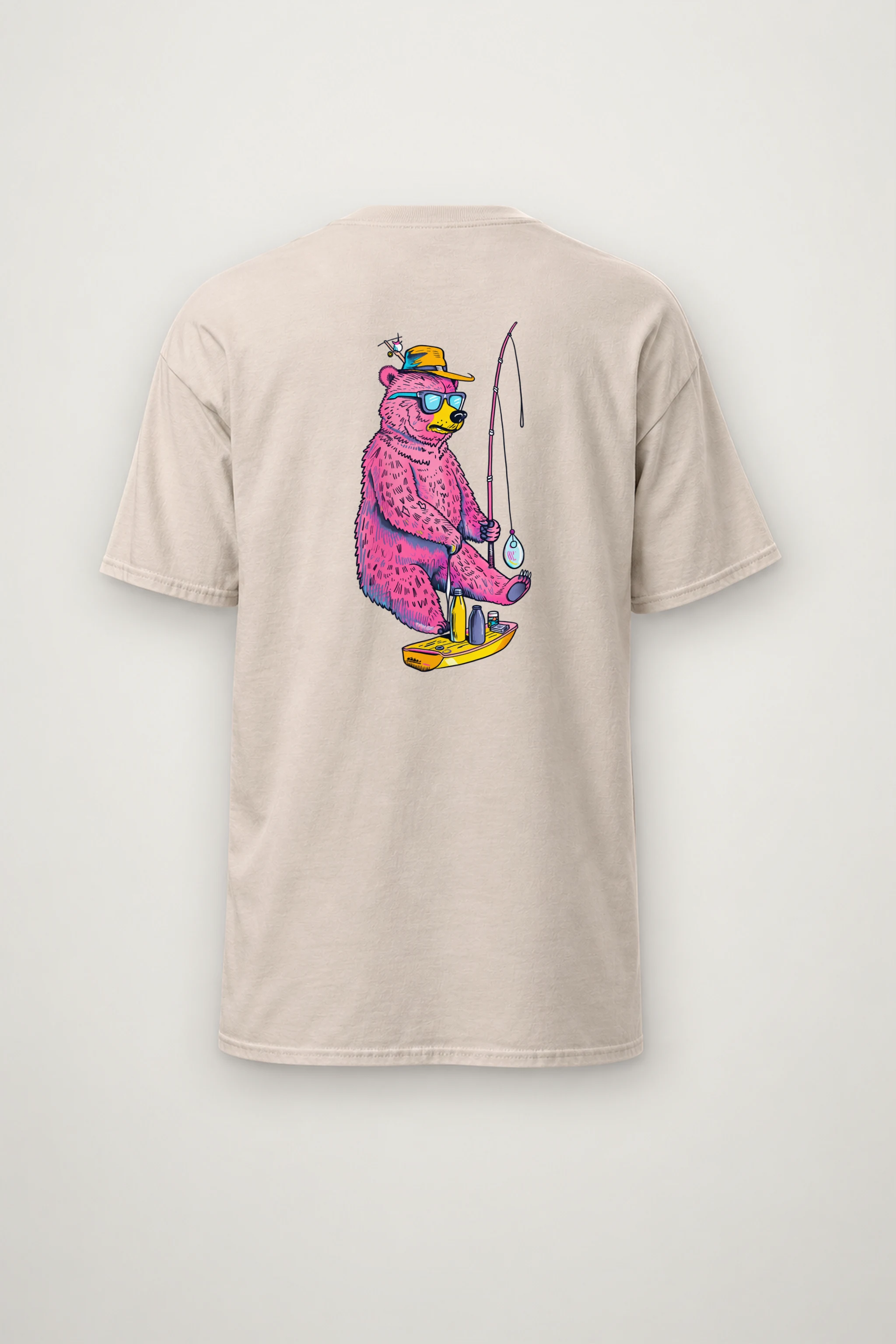 "Skateboard Fishing Bear" Heavyweight Unisex Crewneck T-shirt