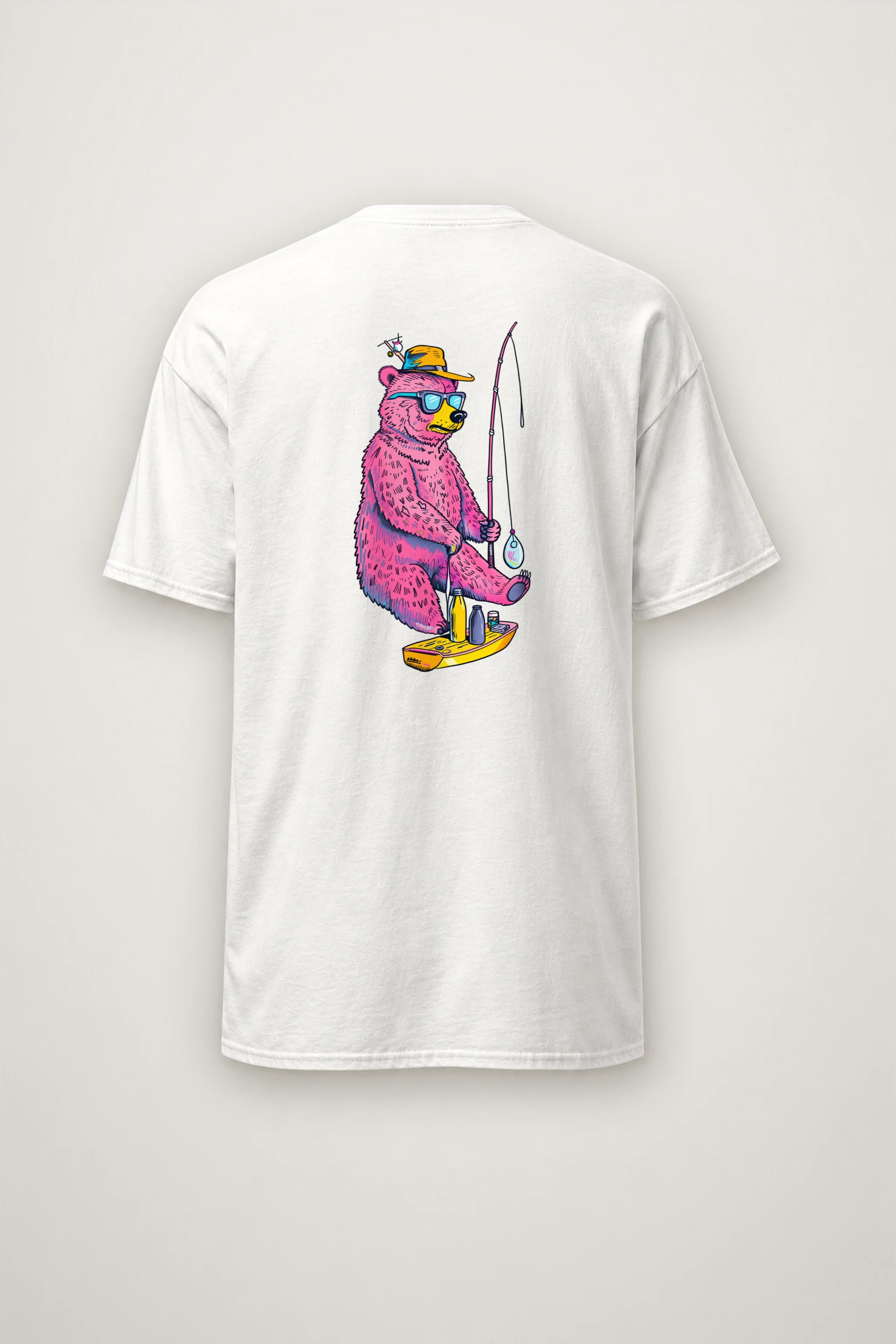 "Skateboard Fishing Bear" Heavyweight Unisex Crewneck T-shirt