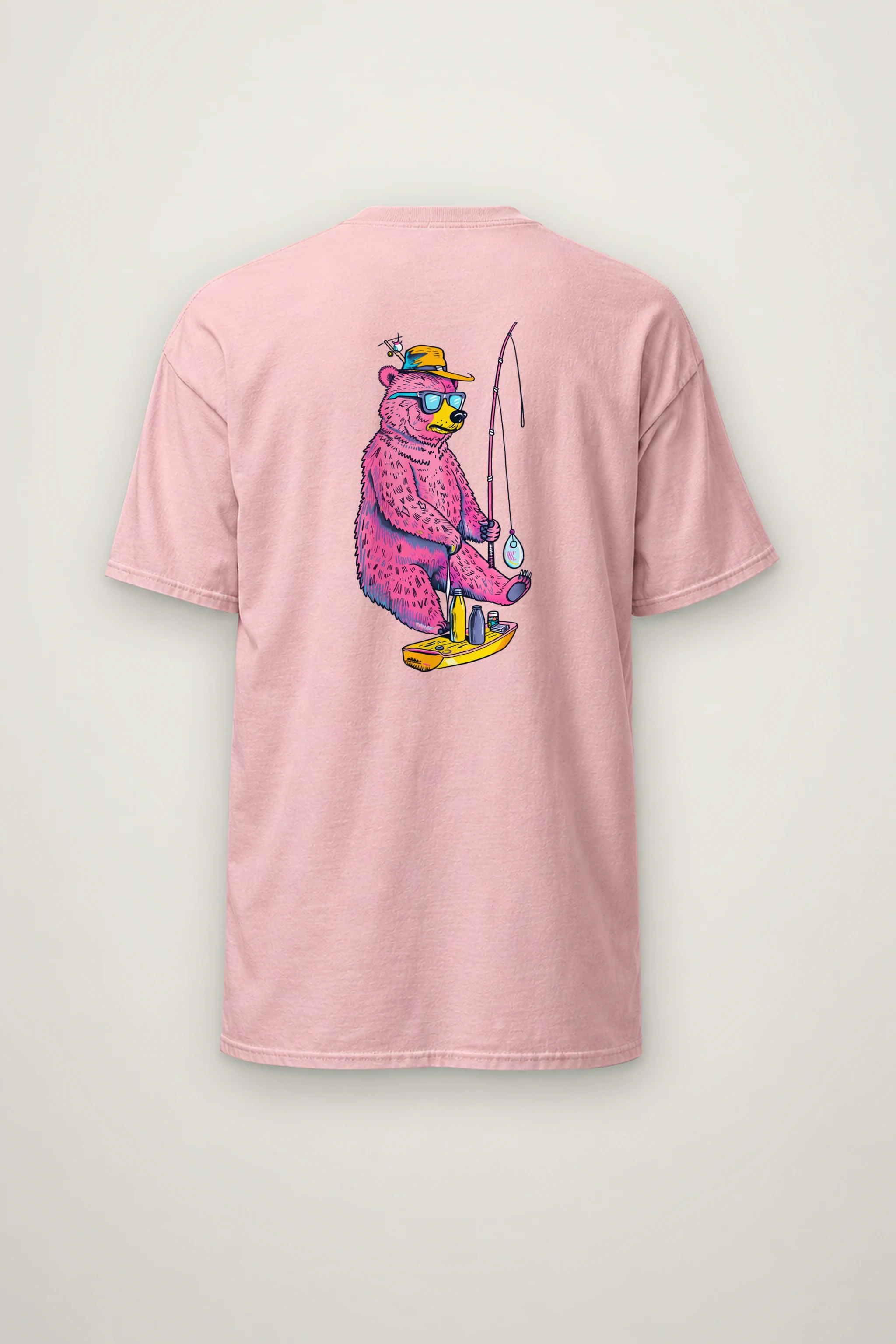 "Skateboard Fishing Bear" Heavyweight Unisex Crewneck T-shirt