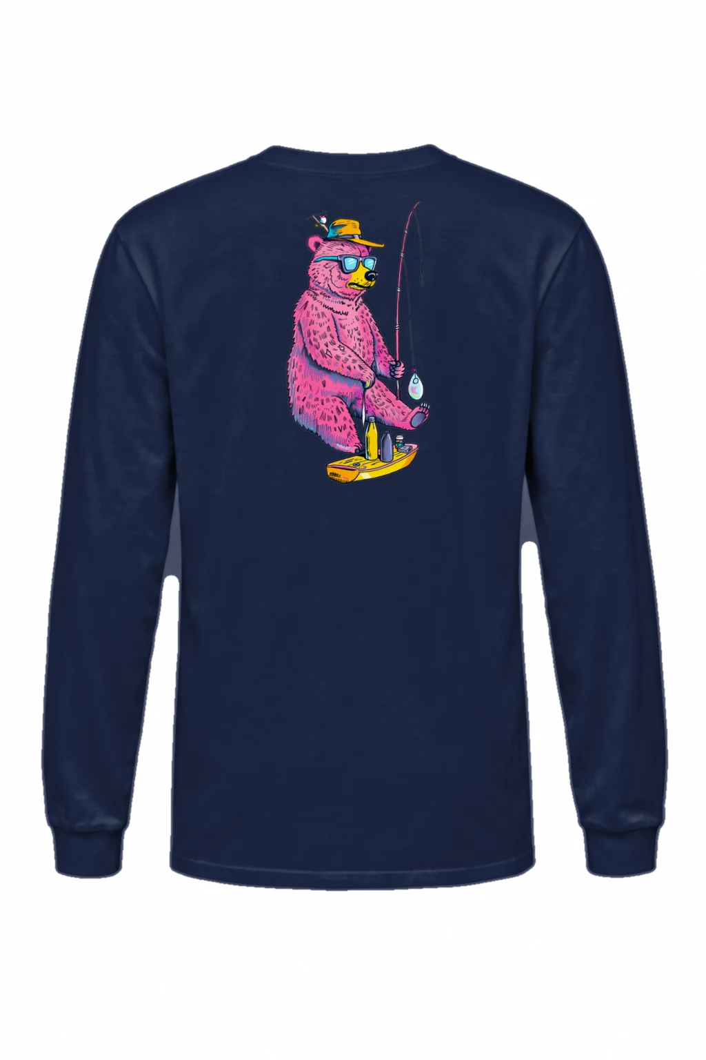 "Skateboard Fishing Bear" Unisex Longsleeve T-shirt | Gildan 2400