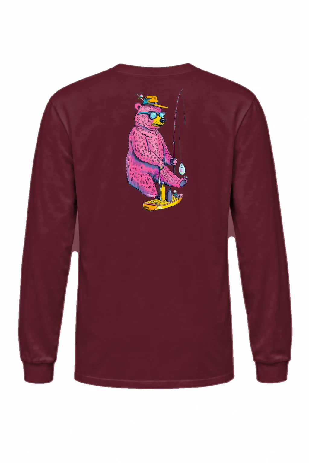 "Skateboard Fishing Bear" Unisex Longsleeve T-shirt | Gildan 2400