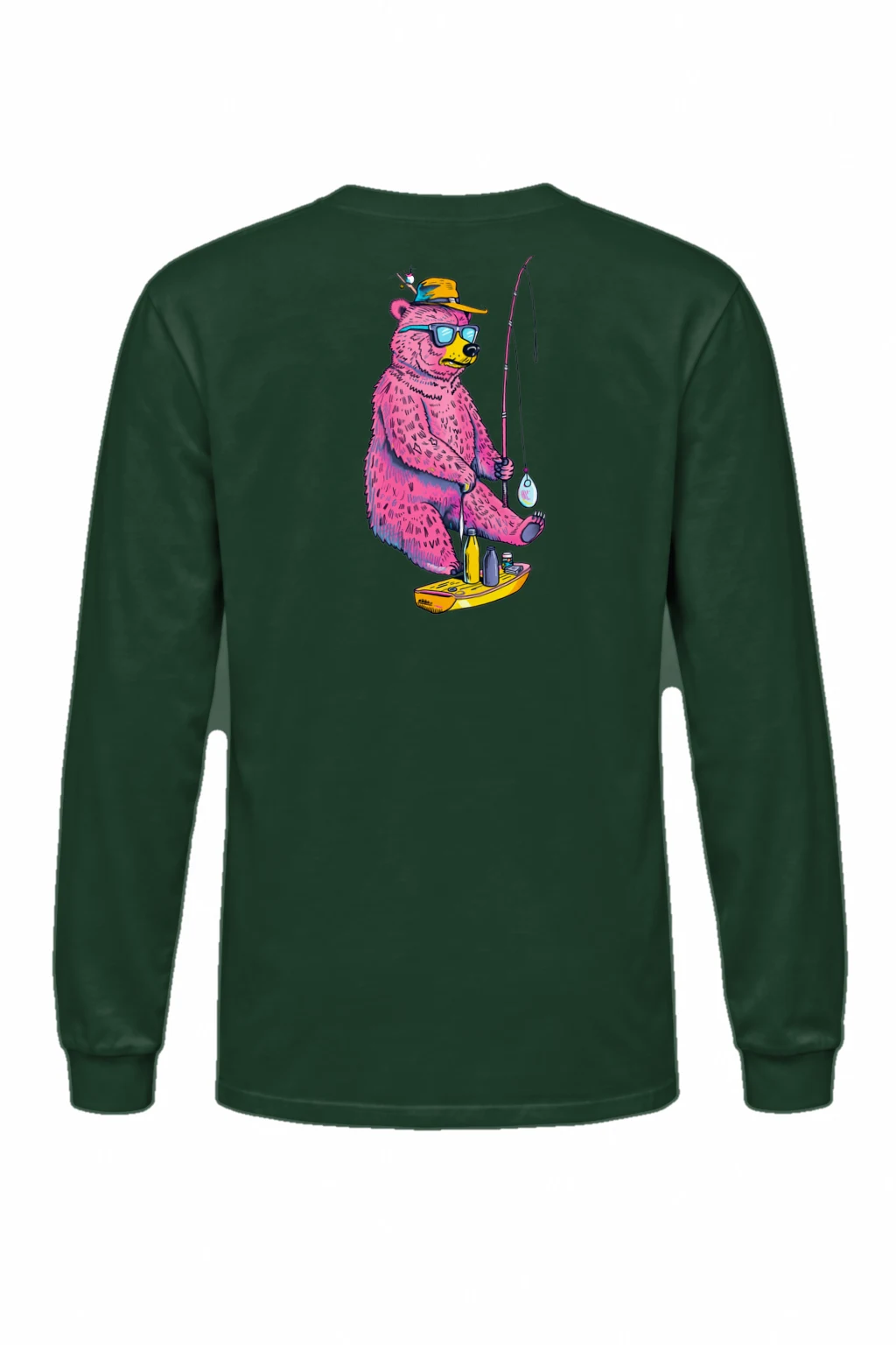 "Skateboard Fishing Bear" Unisex Longsleeve T-shirt | Gildan 2400