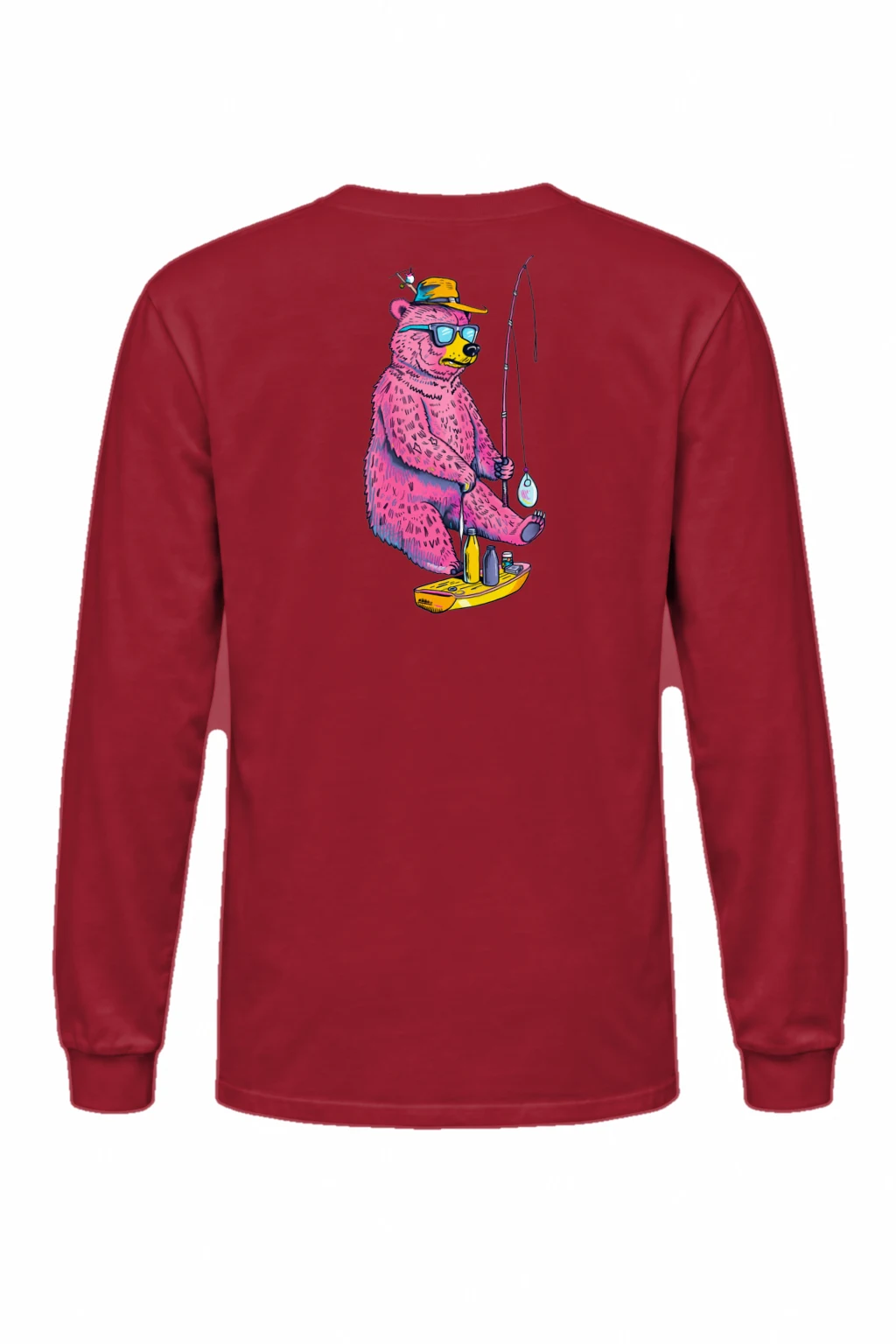 "Skateboard Fishing Bear" Unisex Longsleeve T-shirt | Gildan 2400