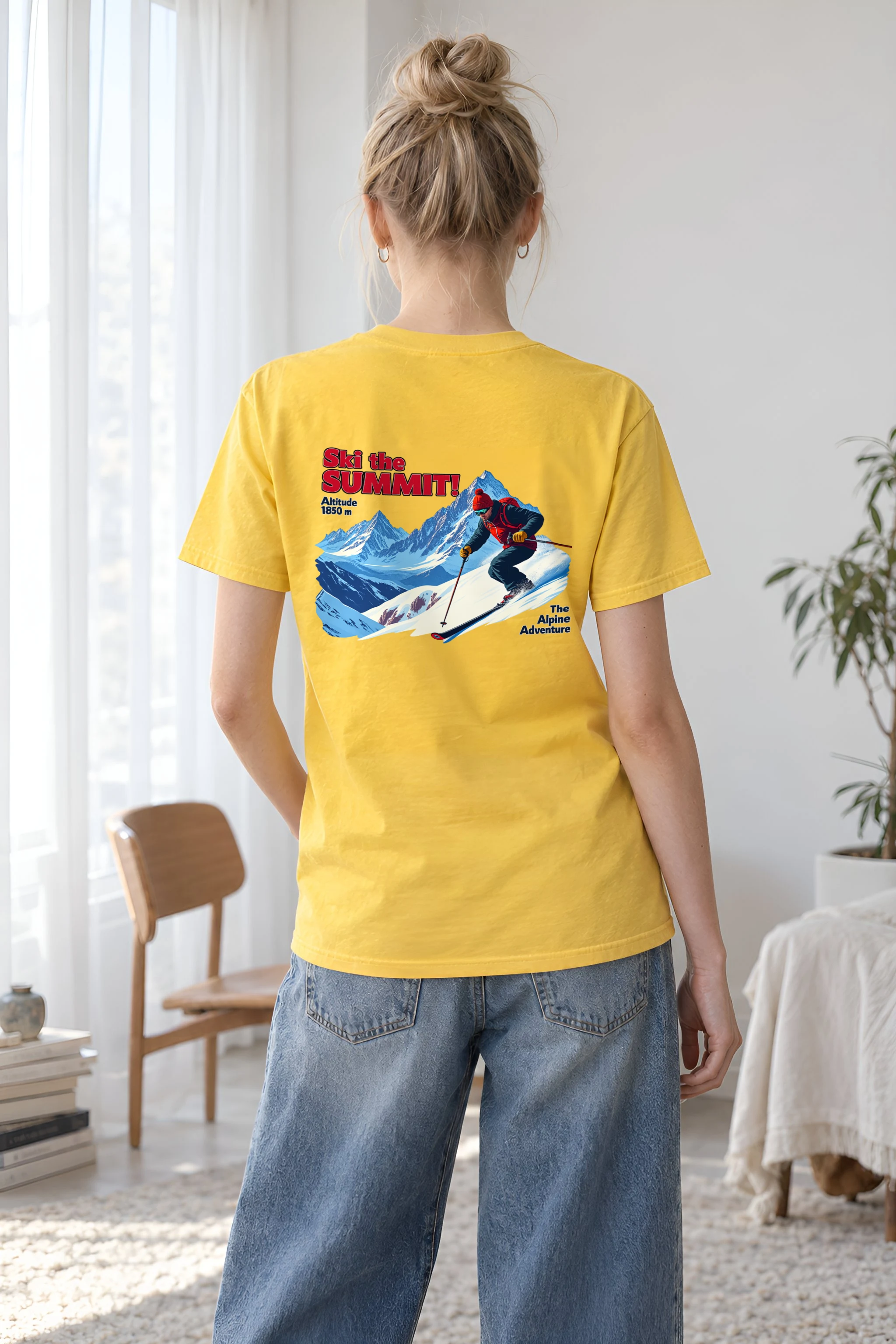 "Ski The Summit" Heavyweight Unisex Crewneck T-shirt