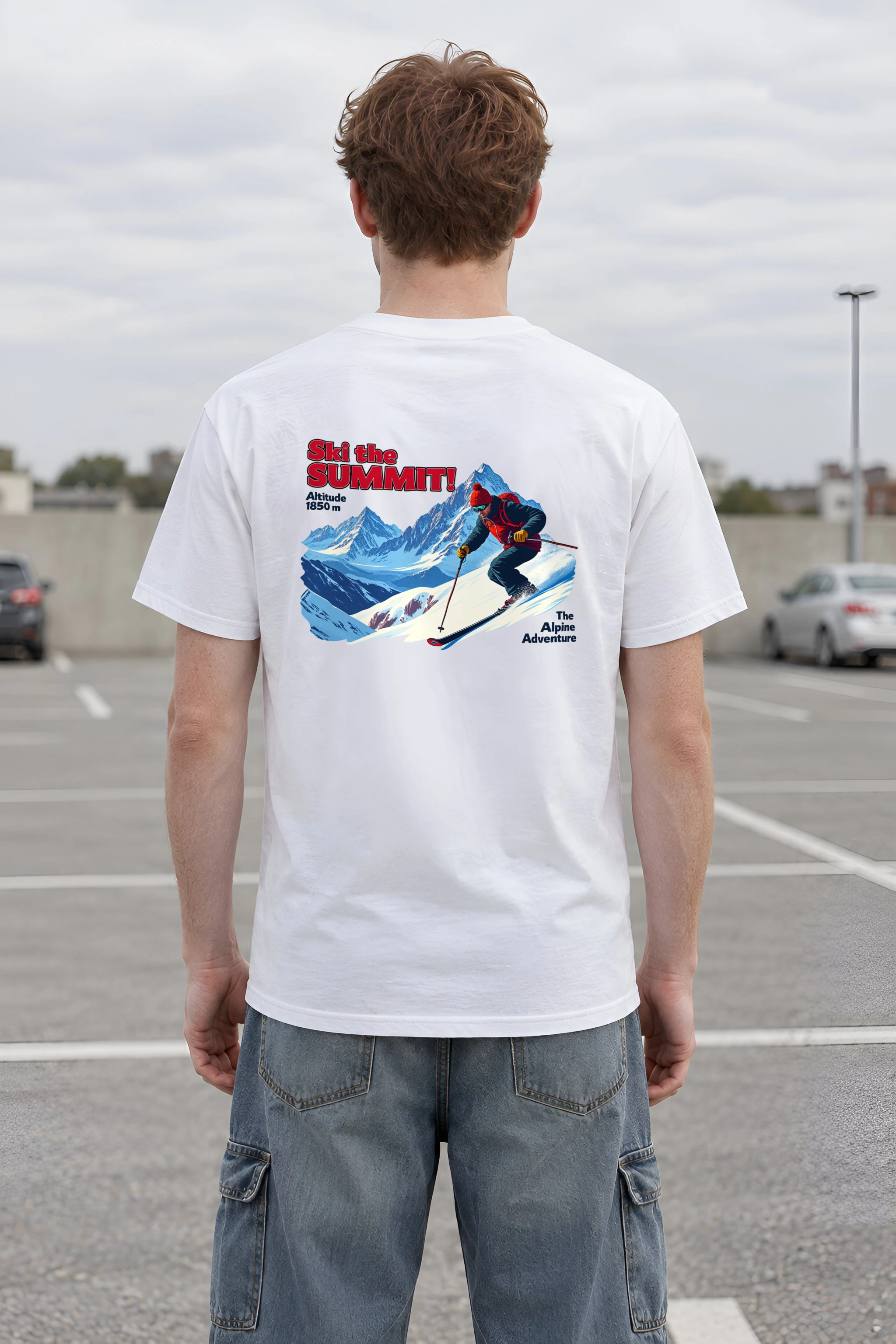 "Ski The Summit" Heavyweight Unisex Crewneck T-shirt