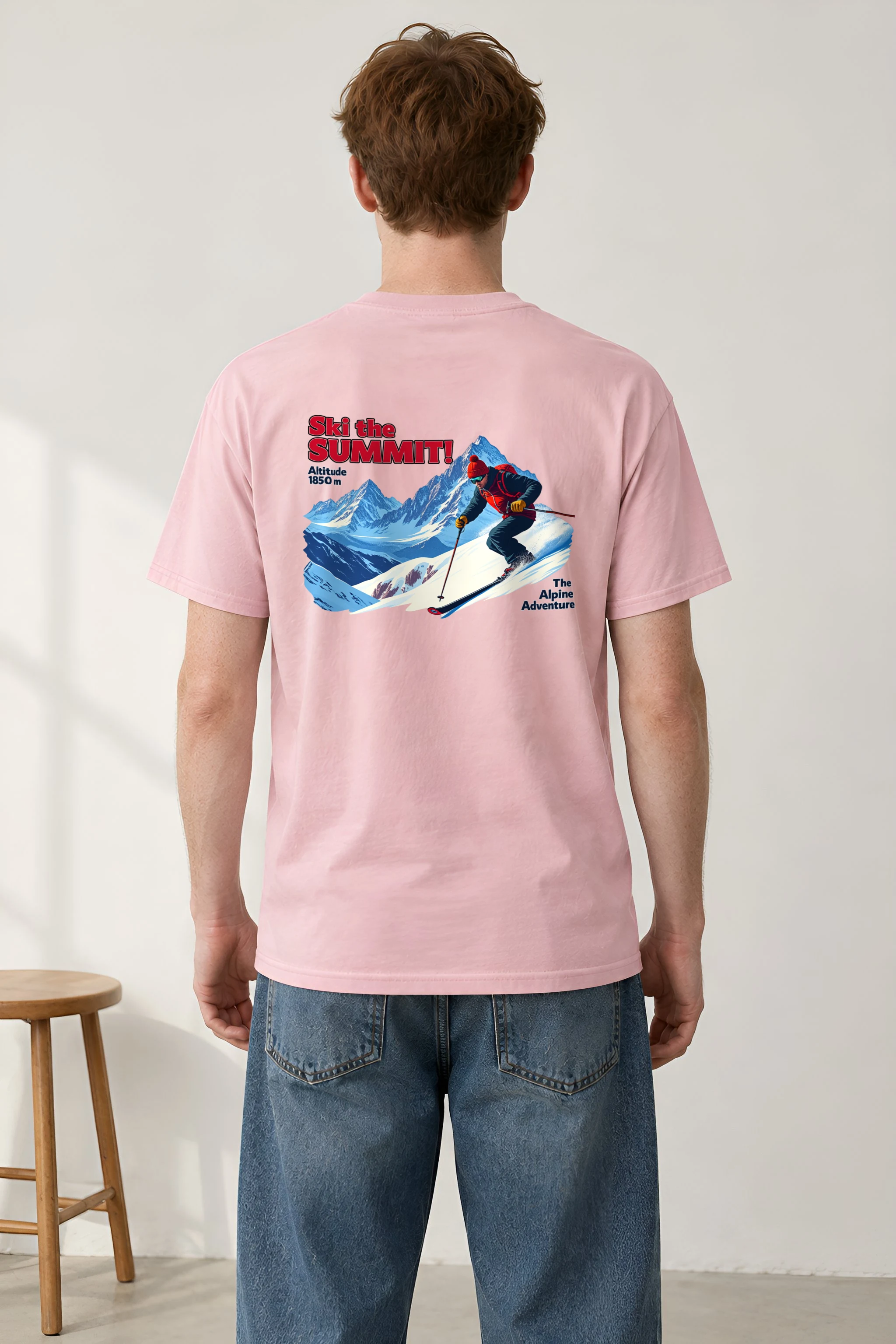 "Ski The Summit" Heavyweight Unisex Crewneck T-shirt