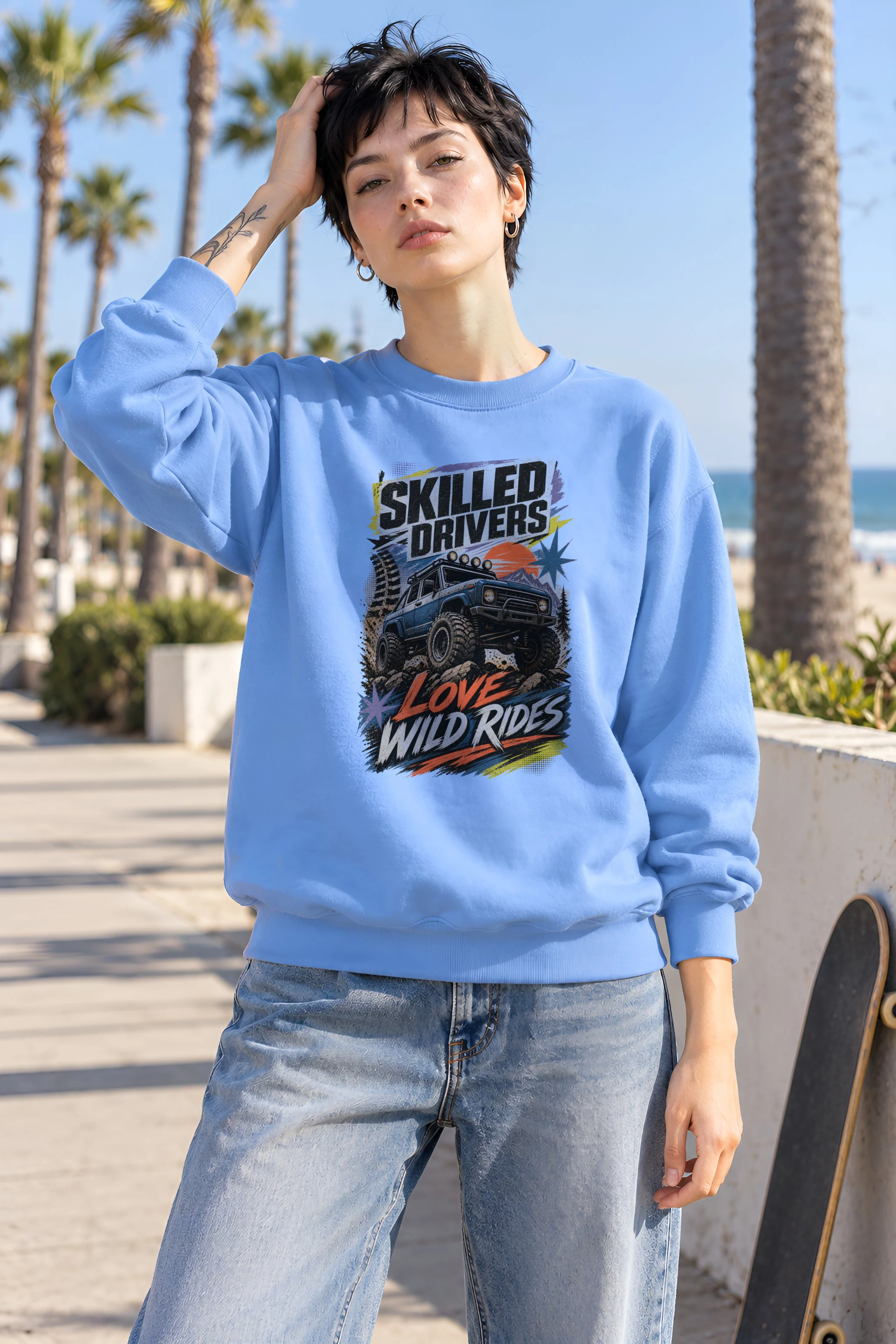 "Skilled Drivers Love Wild Rides" 1 Crewneck Sweatshirt