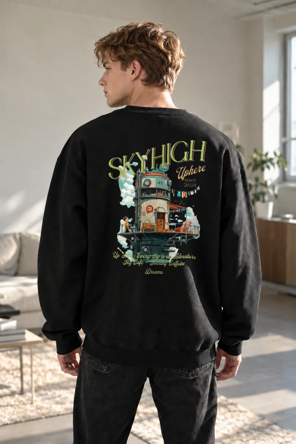 "Sky Cafe Dreams" Heavy Blend Unisex Crewneck Sweatshirt | Gildan 18000