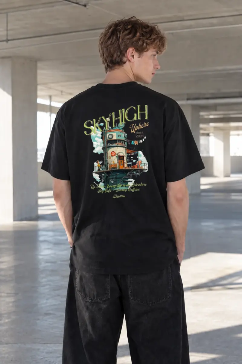 “Sky Cafe Dreams” Heavyweight Unisex Crewneck T-shirt | Gildan 5000