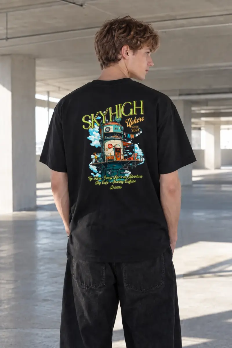 "Sky Cafe Dreams" Heavyweight Unisex Crewneck T-shirt | Gildan 5000