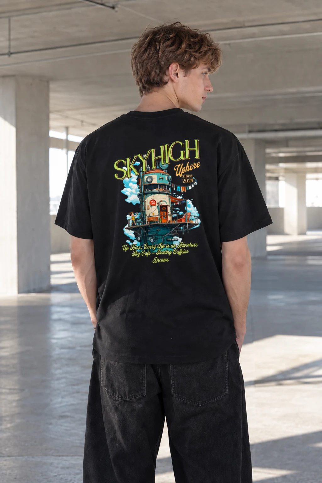 "Sky Cafe Dreams" Heavyweight Unisex Crewneck T-shirt | Gildan 5000