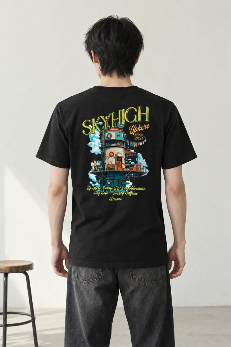 "Sky Cafe Dreams" Heavyweight Unisex Crewneck T-shirt | Gildan 5000
