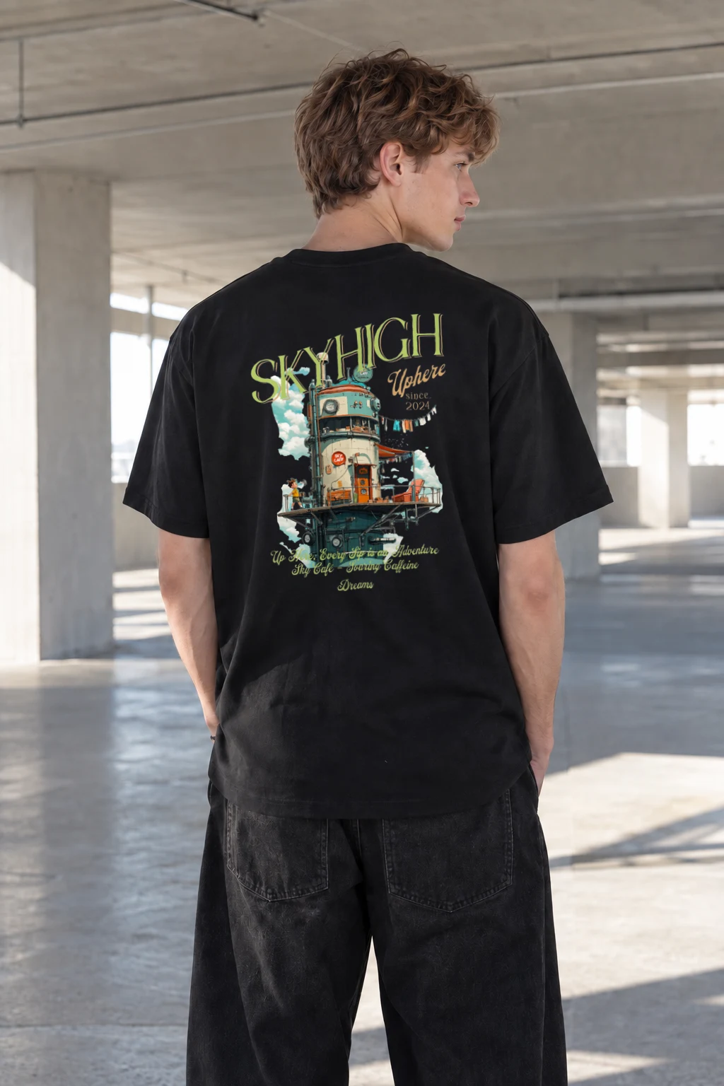 "Sky Cafe Dreams" Heavyweight Unisex Crewneck T-shirt | Gildan 5000