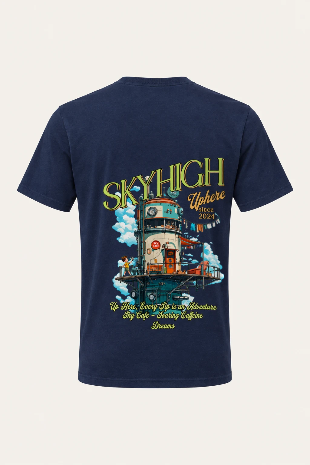 "Sky Cafe Dreams" Heavyweight Unisex Crewneck T-shirt | Gildan 5000