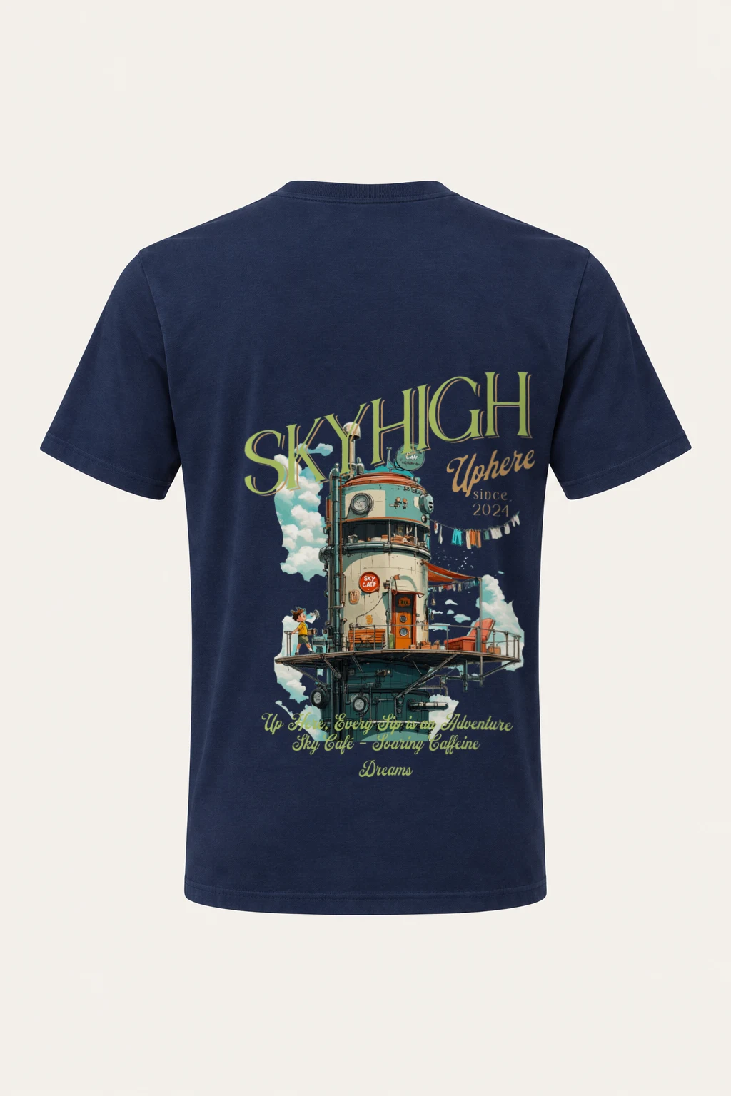 "Sky Cafe Dreams" Heavyweight Unisex Crewneck T-shirt | Gildan 5000
