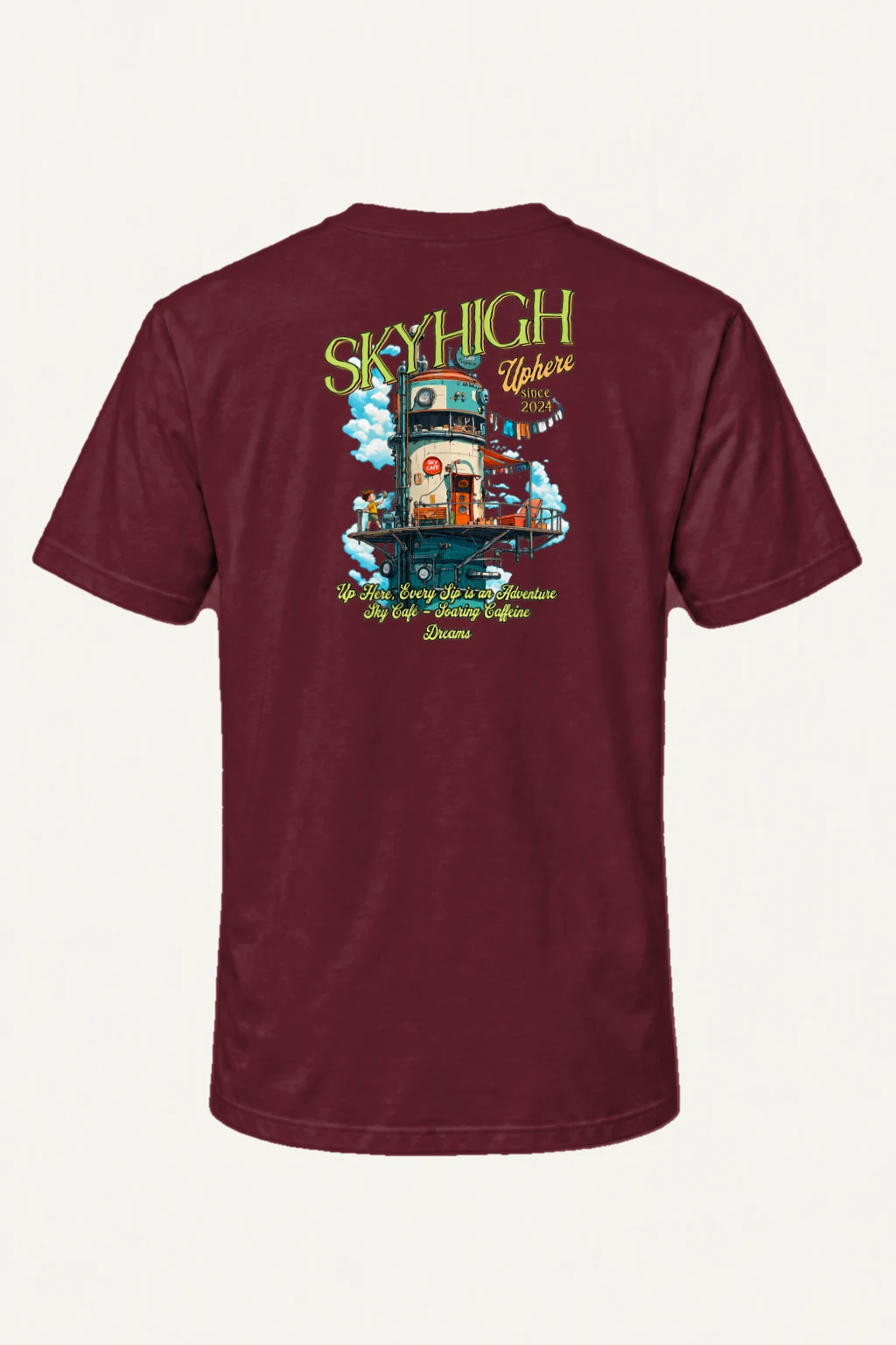 "Sky Cafe Dreams" Heavyweight Unisex Crewneck T-shirt | Gildan 5000