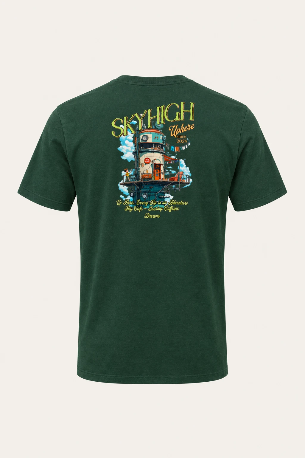 "Sky Cafe Dreams" Heavyweight Unisex Crewneck T-shirt | Gildan 5000