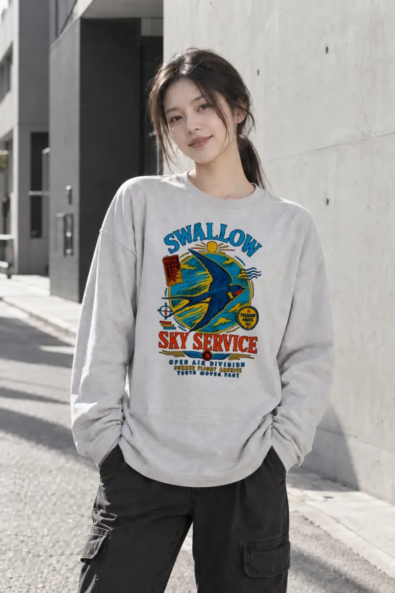 "Sky Route Swallow" Unisex Longsleeve T-shirt | Gildan 2400