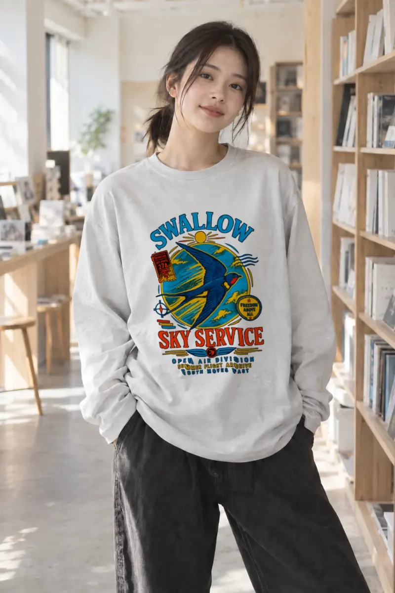 "Sky Route Swallow" Unisex Longsleeve T-shirt | Gildan 2400