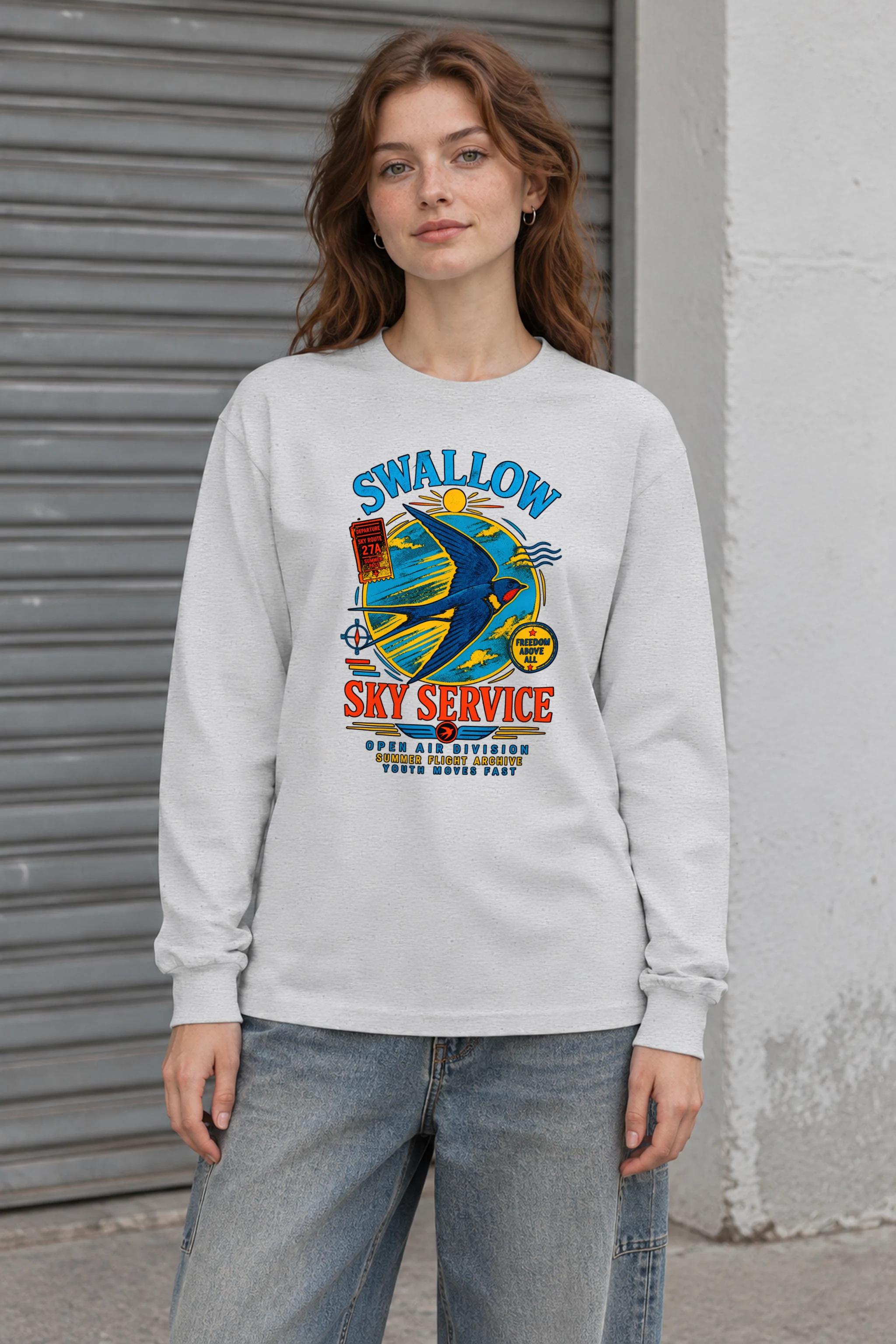 "Sky Route Swallow" Unisex Longsleeve T-shirt