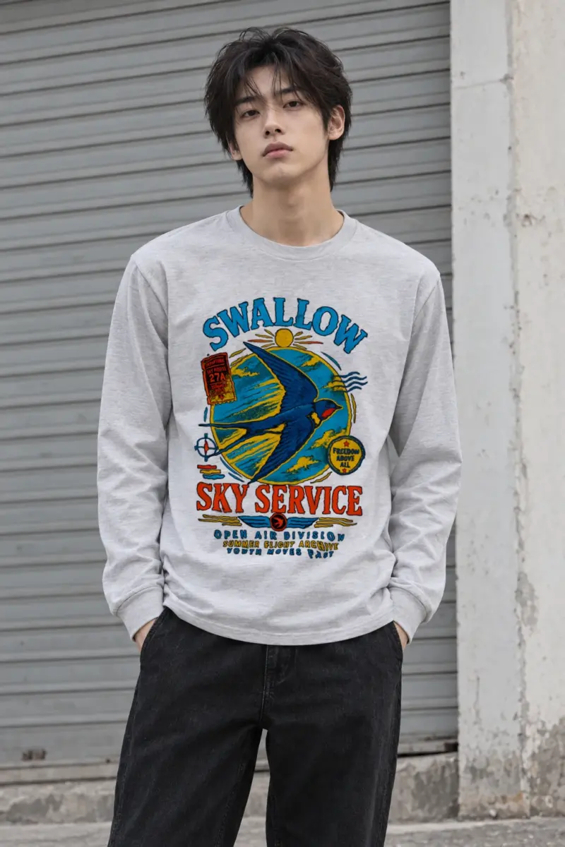 "Sky Route Swallow" Unisex Longsleeve T-shirt