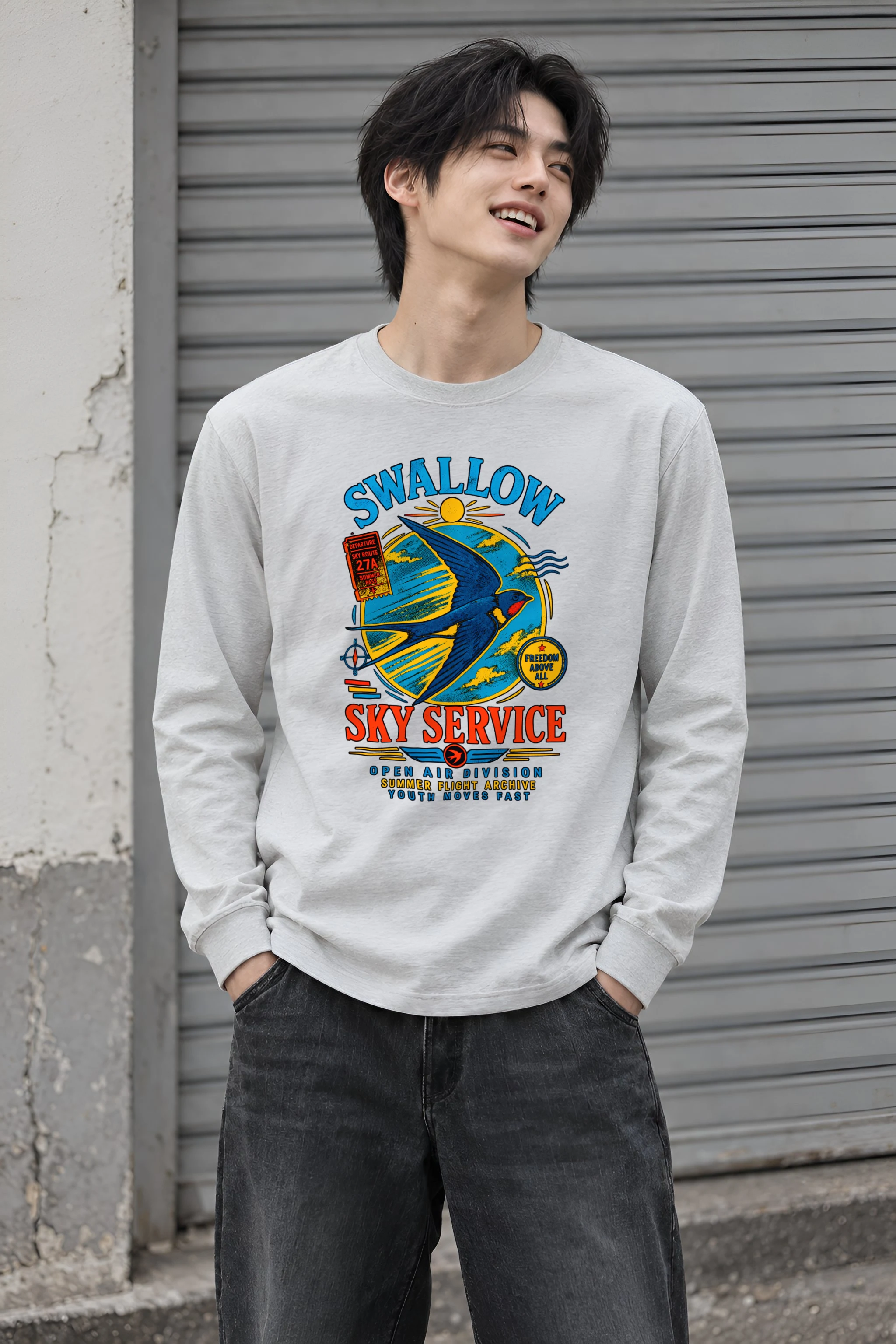 "Sky Route Swallow" Unisex Longsleeve T-shirt