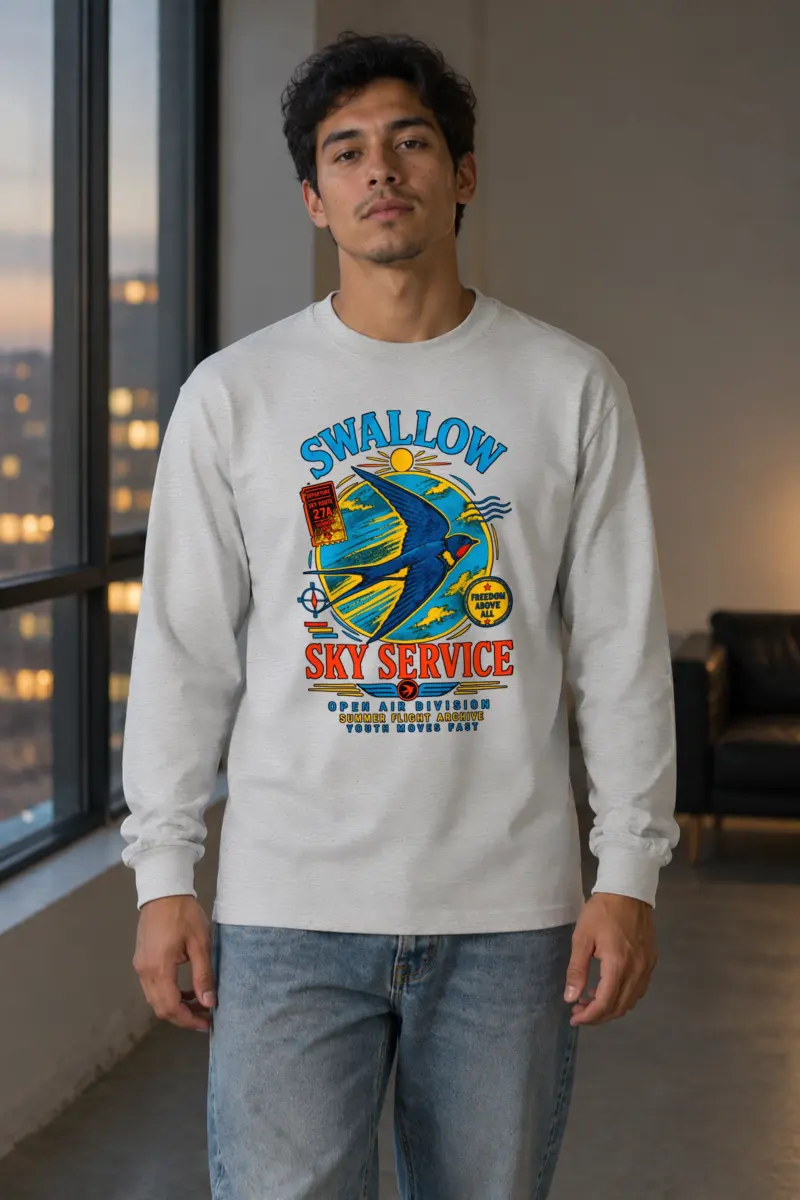 "Sky Route Swallow" Unisex Longsleeve T-shirt