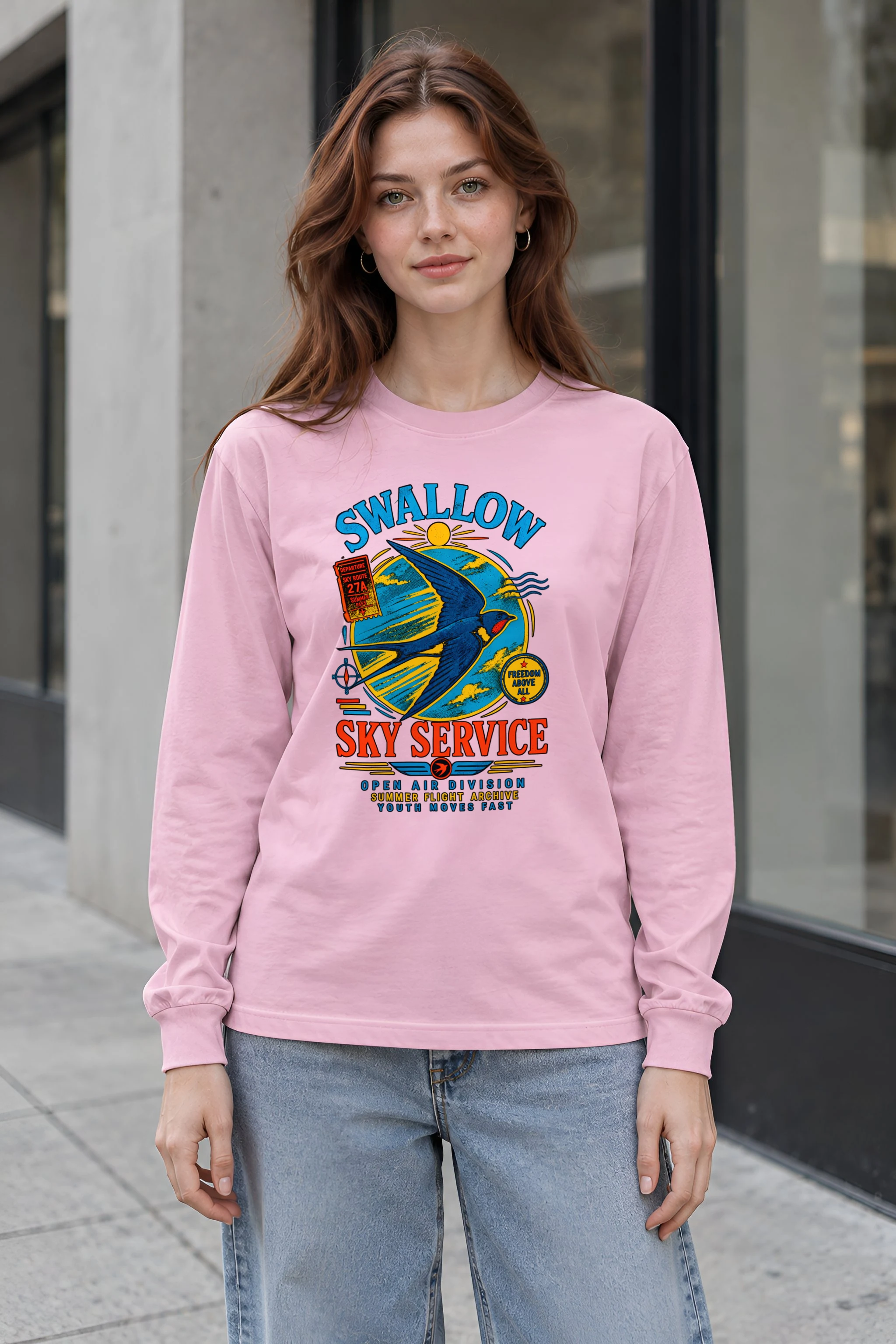 "Sky Route Swallow" Unisex Longsleeve T-shirt