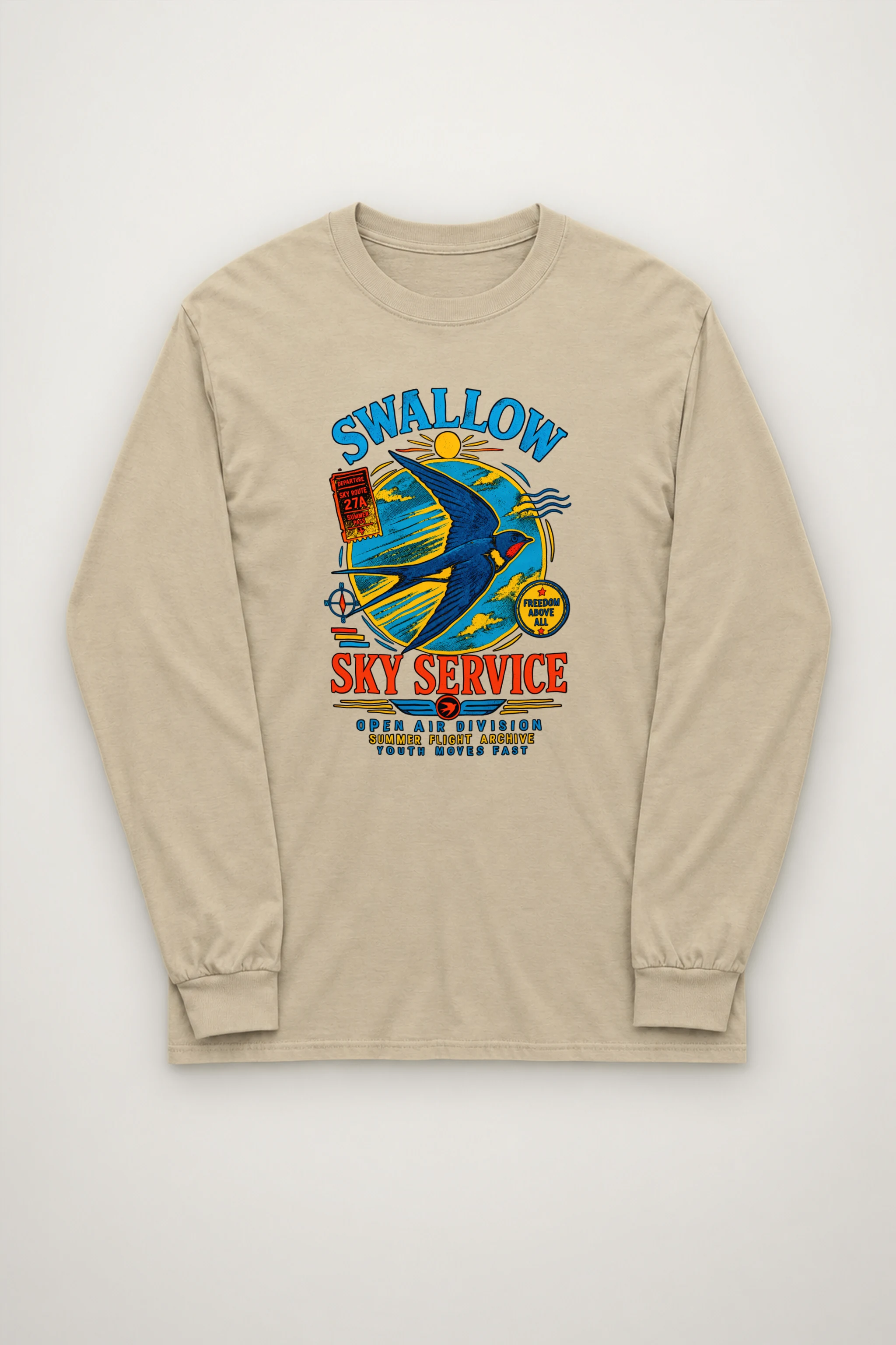 "Sky Route Swallow" Unisex Longsleeve T-shirt