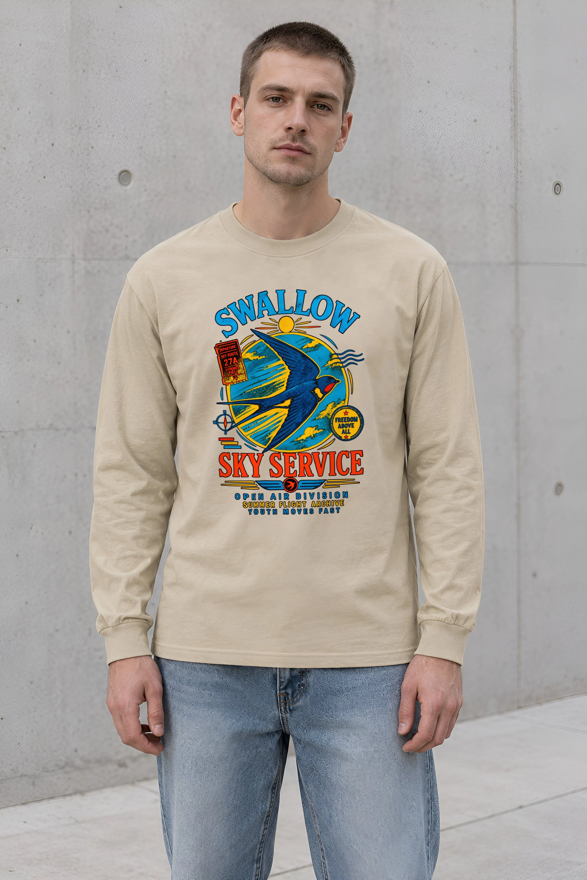 "Sky Route Swallow" Unisex Longsleeve T-shirt