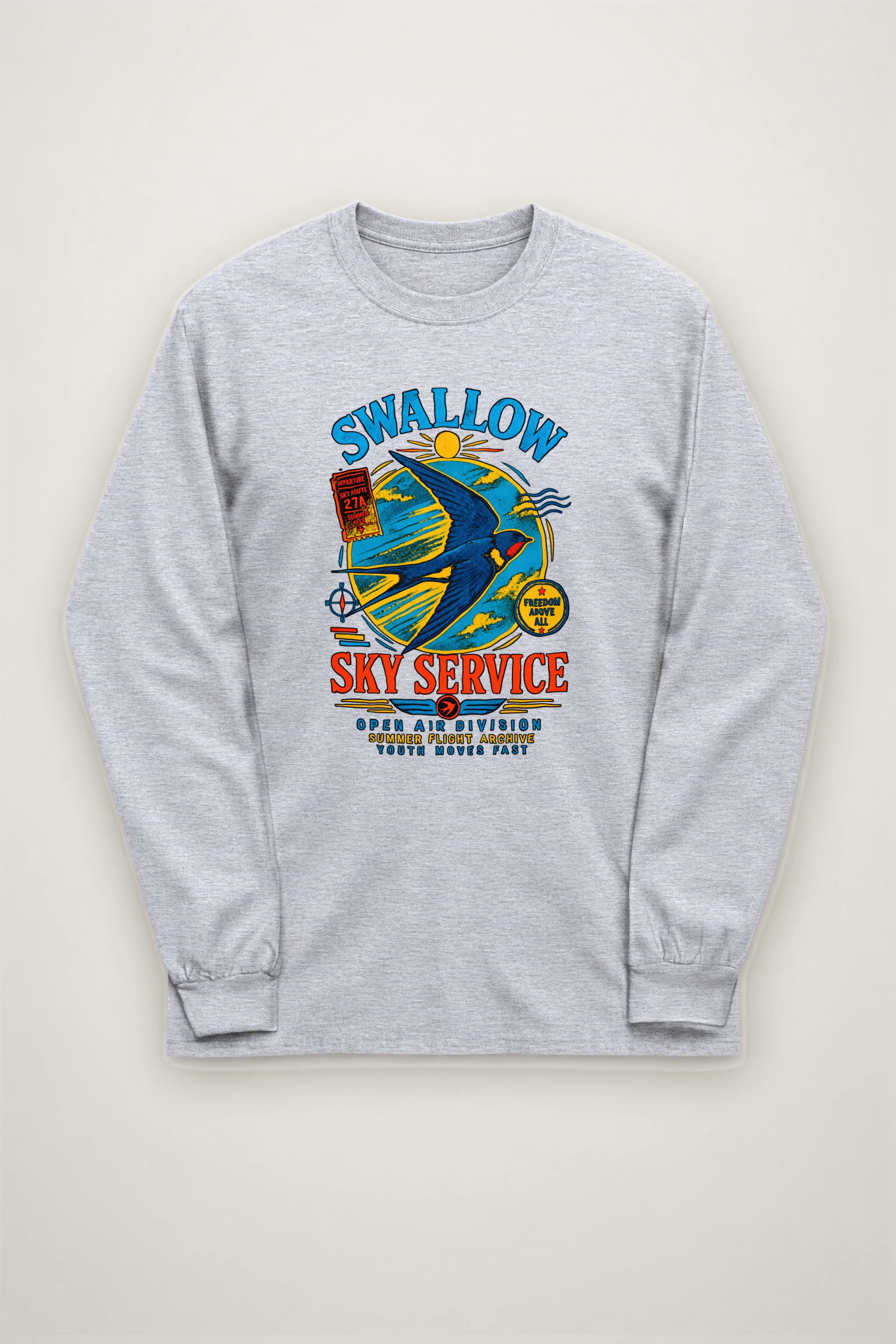 "Sky Route Swallow" Unisex Longsleeve T-shirt