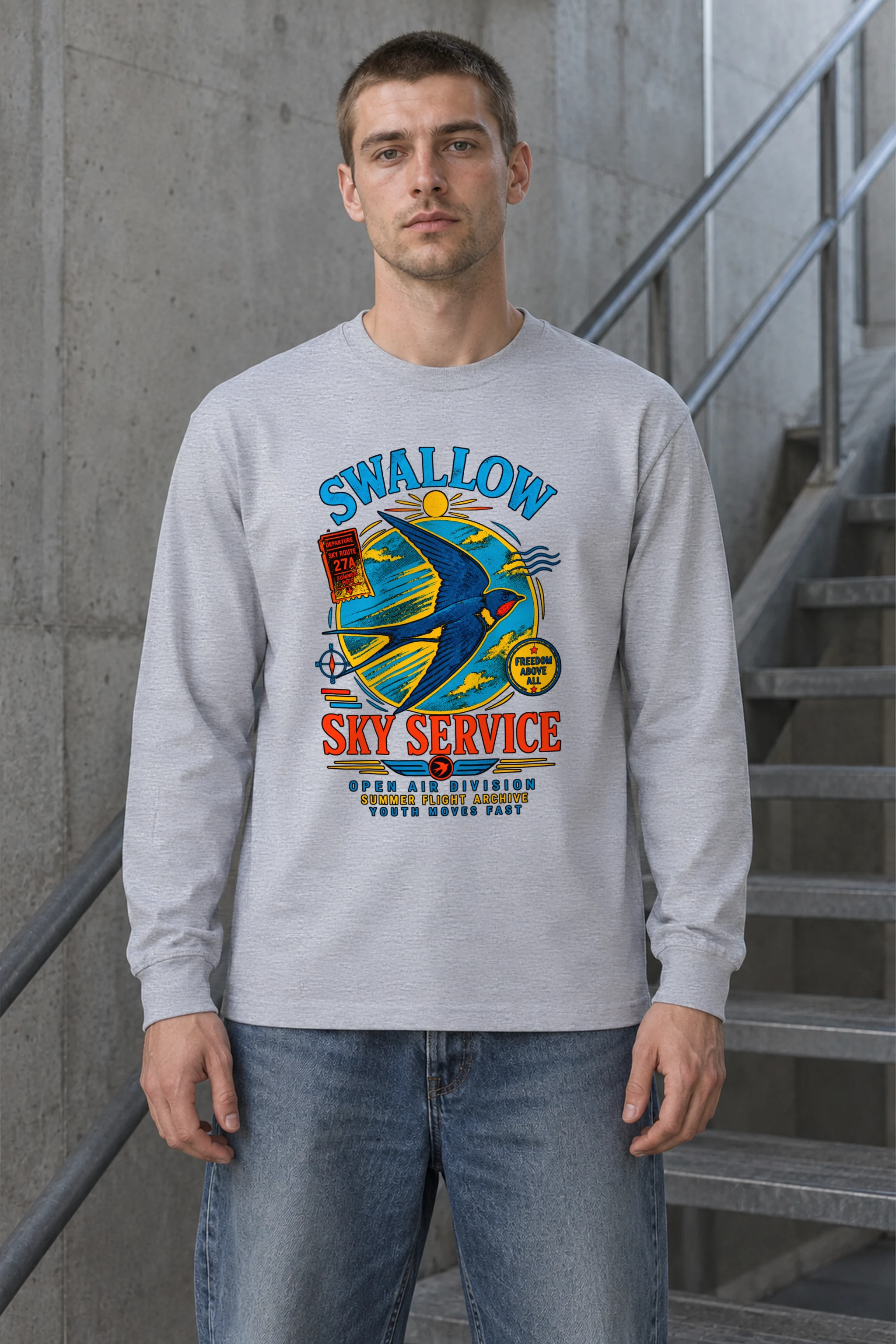 "Sky Route Swallow" Unisex Longsleeve T-shirt
