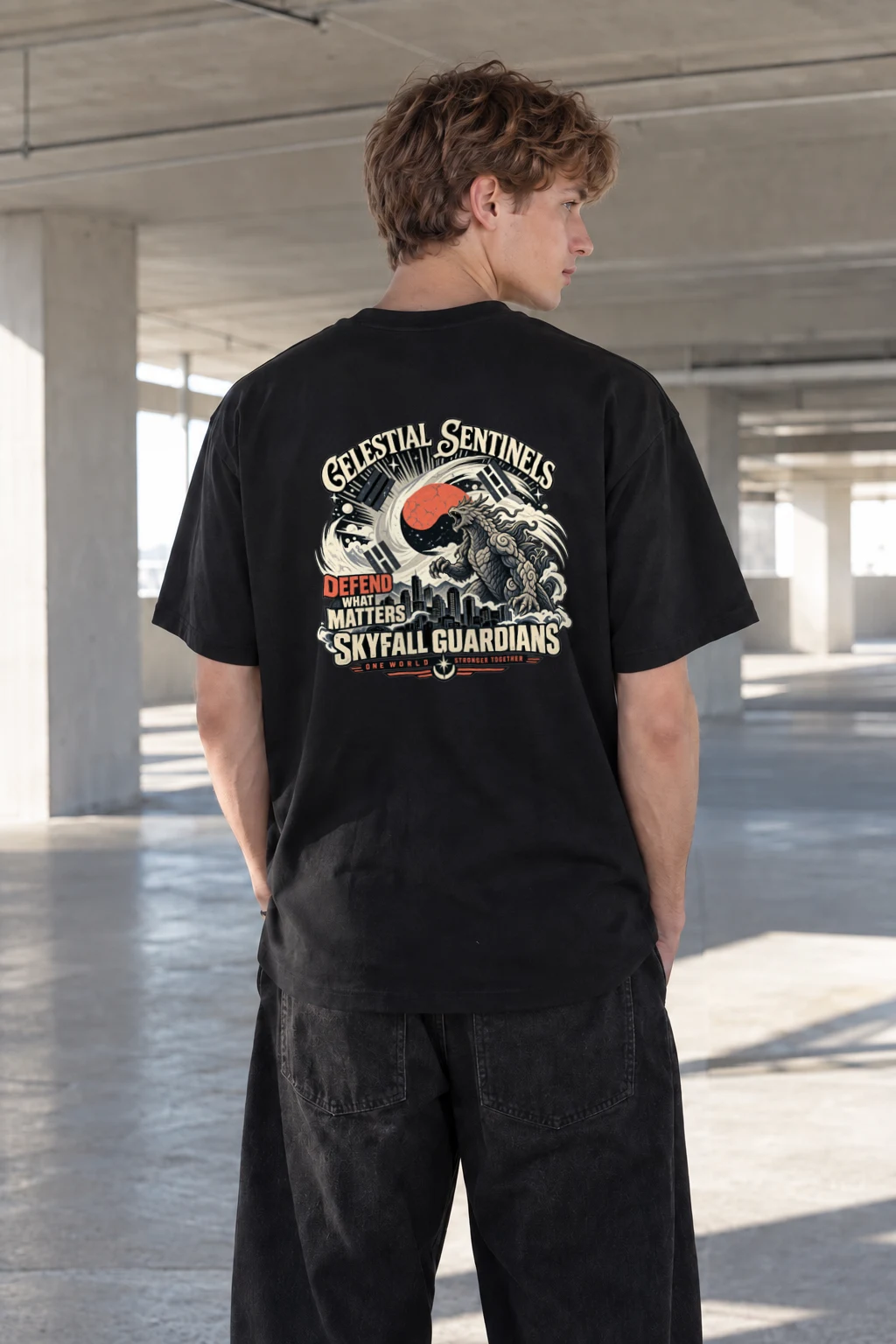 "Skyfall Guardians" Heavyweight Unisex Crewneck T-shirt | Gildan 5000
