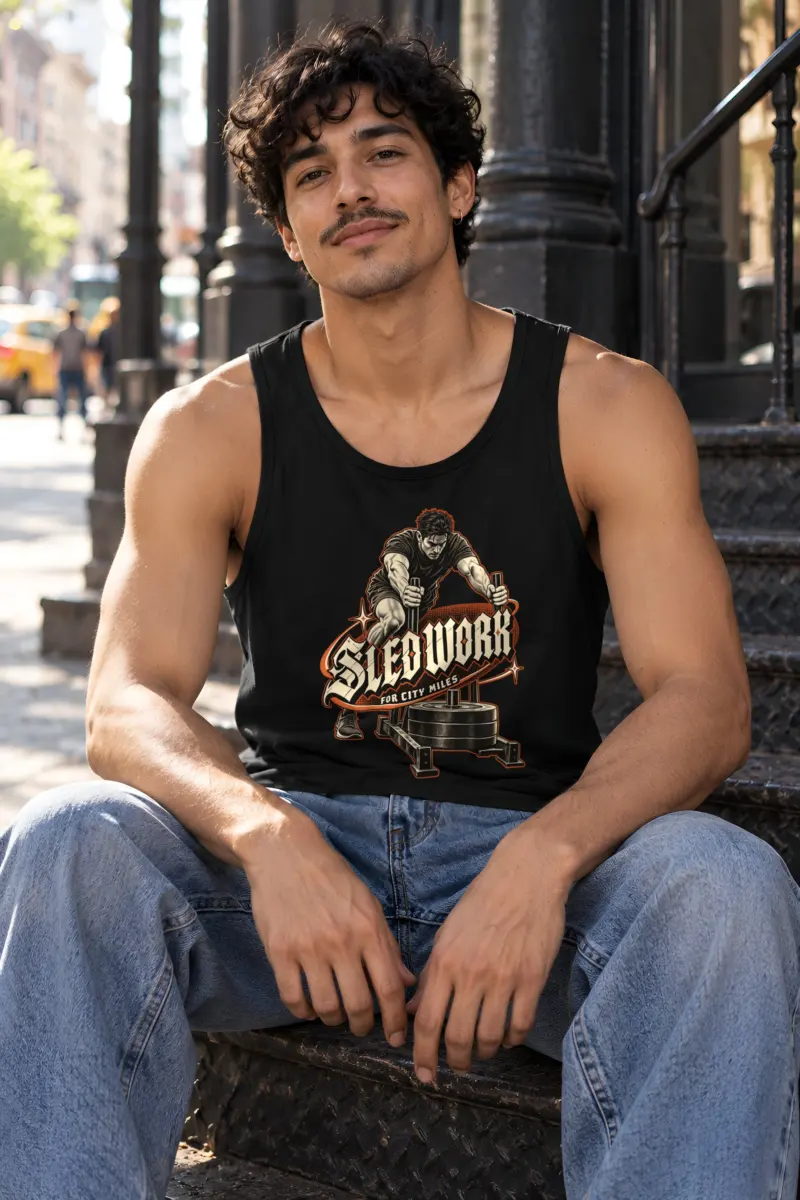 "Sled Work for City Miles" Unisex Jersey Tank
