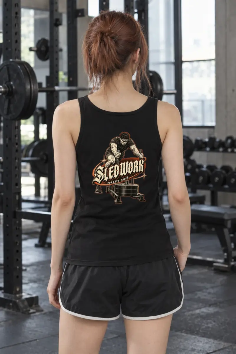 “Sled Work for City Miles” Unisex Jersey Tank