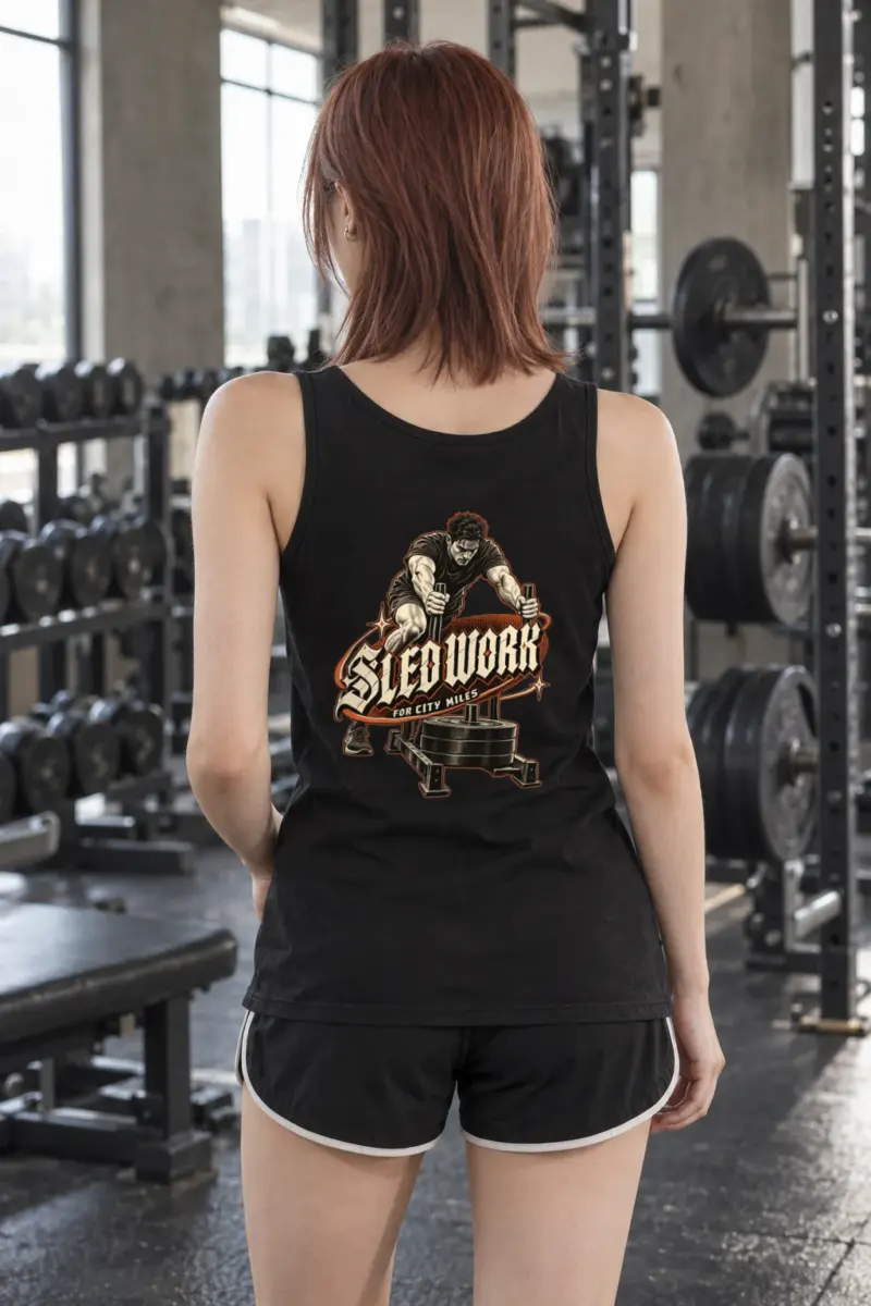 “Sled Work for City Miles” Unisex Jersey Tank