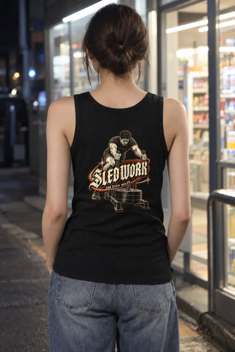 “Sled Work for City Miles” Unisex Jersey Tank