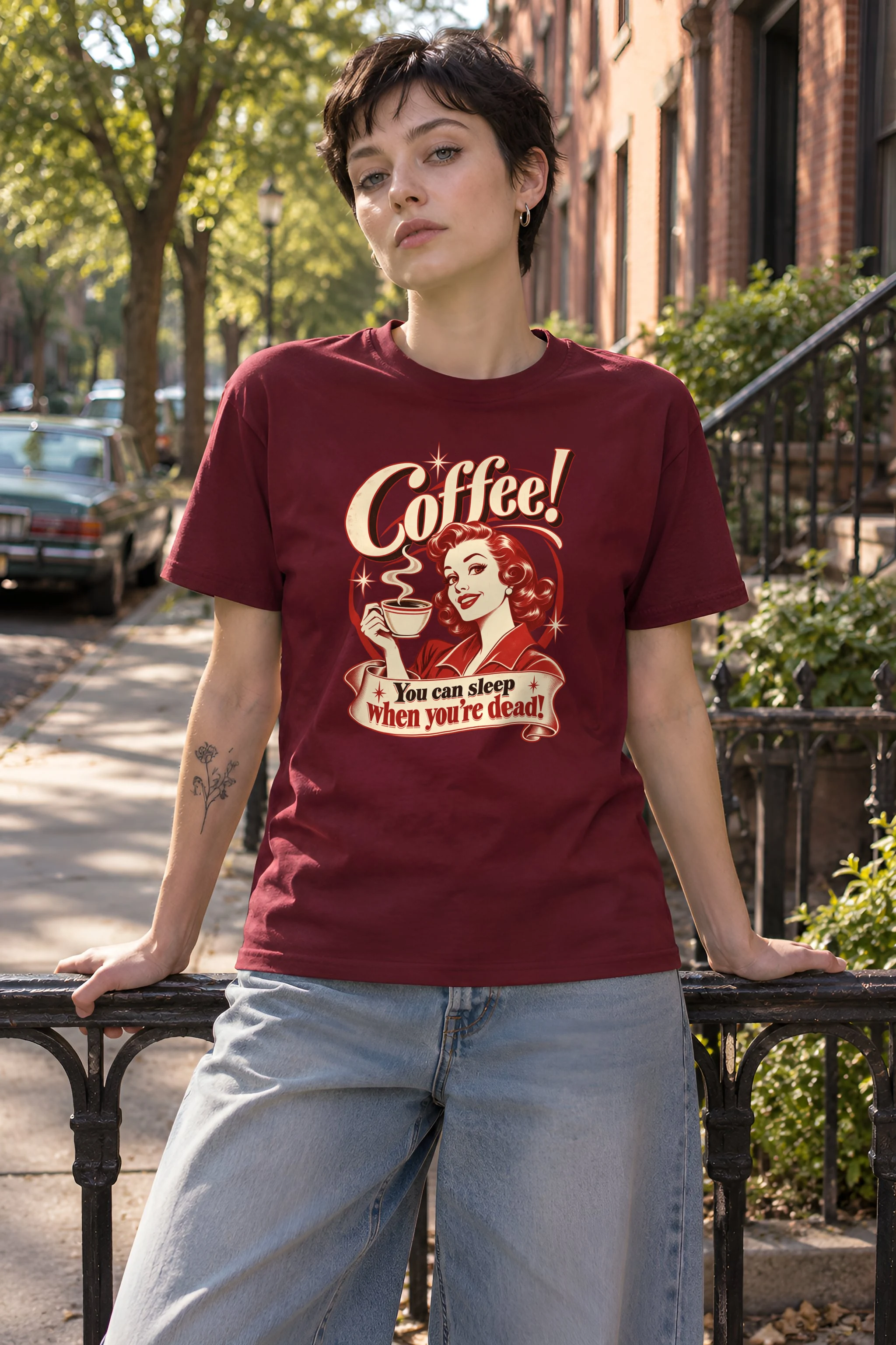 "Sleep When You’re Dead" Heavyweight Unisex Crewneck T-shirt