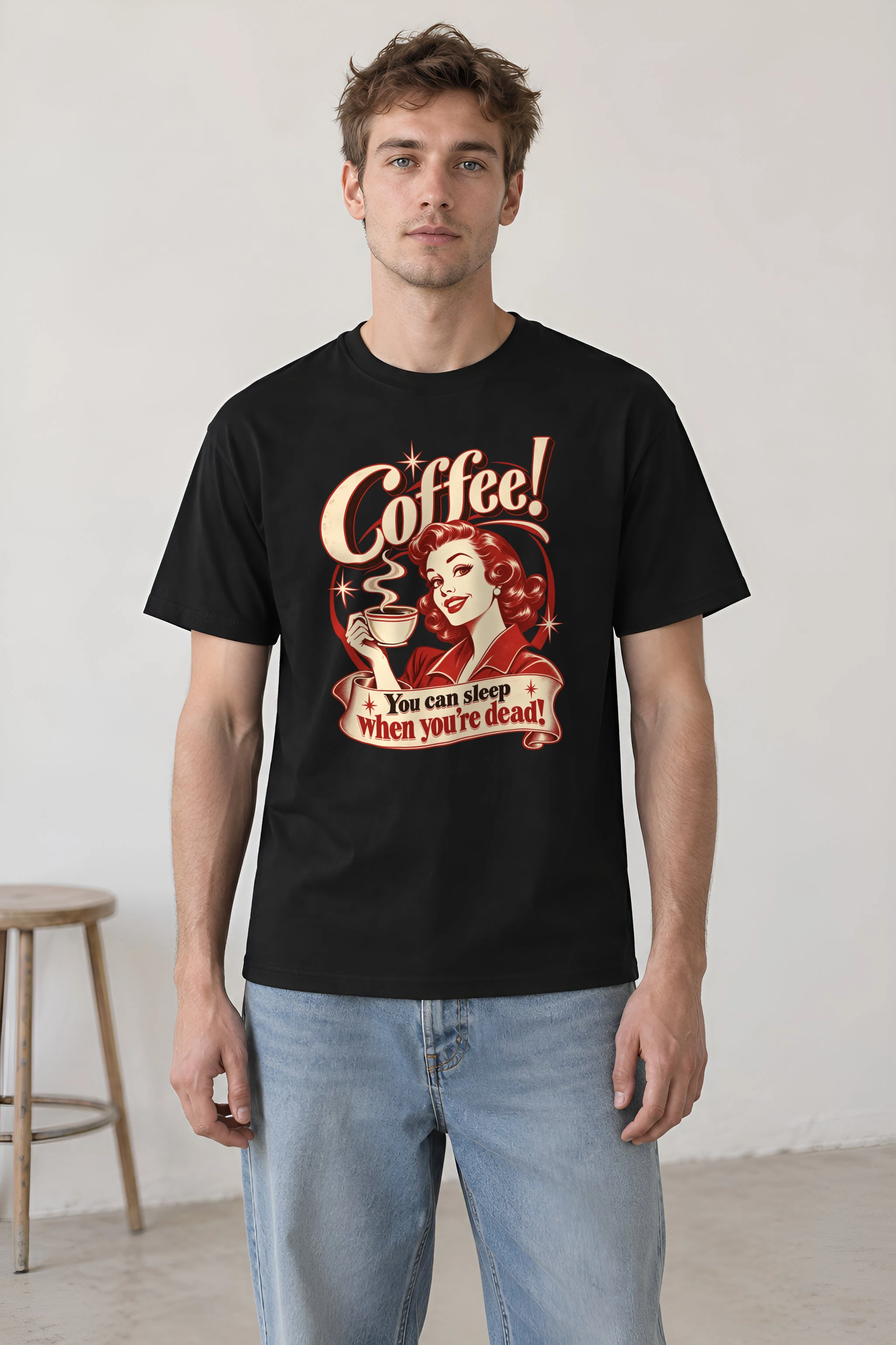 "Sleep When You’re Dead" Heavyweight Unisex Crewneck T-shirt