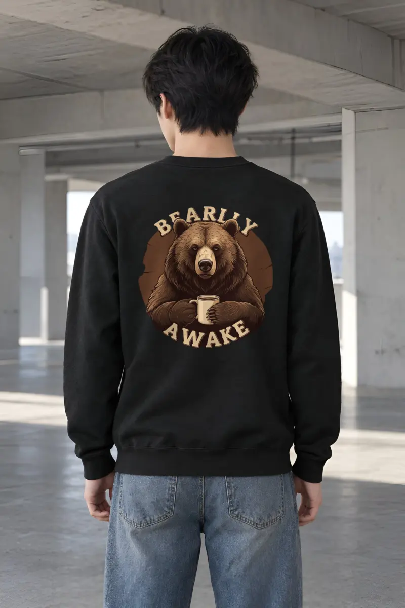 "Sleepy Coffee Bear" Heavy Blend Unisex Crewneck Sweatshirt