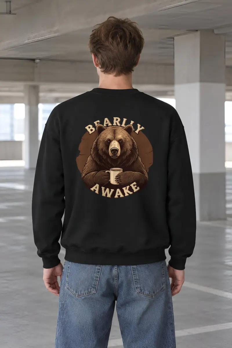 "Sleepy Coffee Bear" Heavy Blend Unisex Crewneck Sweatshirt
