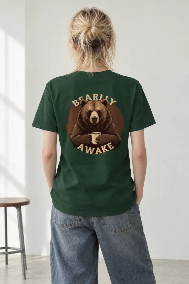 "Sleepy Coffee Bear" Heavyweight Unisex Crewneck T-shirt