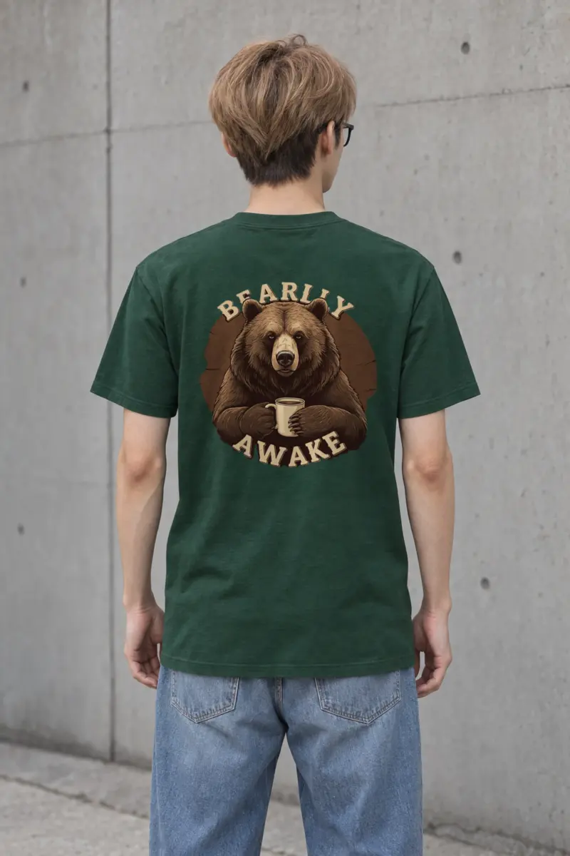 "Sleepy Coffee Bear" Heavyweight Unisex Crewneck T-shirt