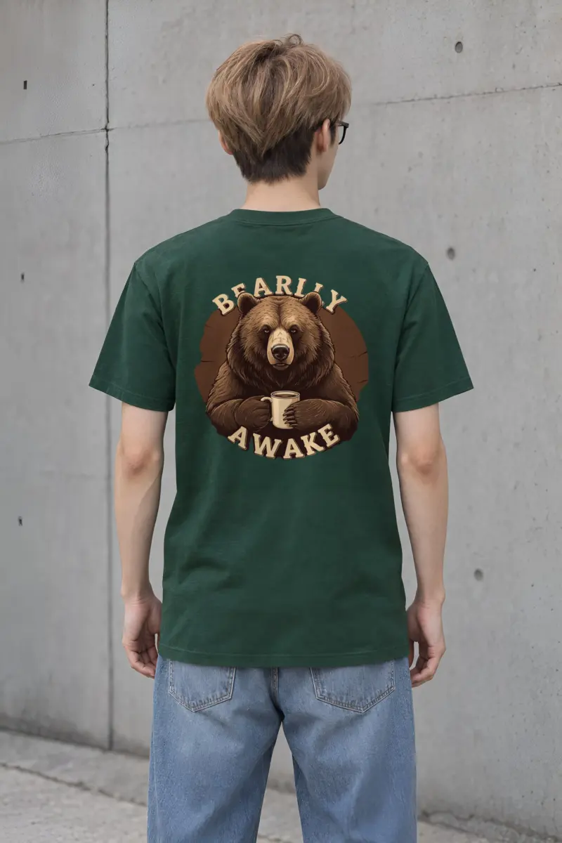 "Sleepy Coffee Bear" Heavyweight Unisex Crewneck T-shirt