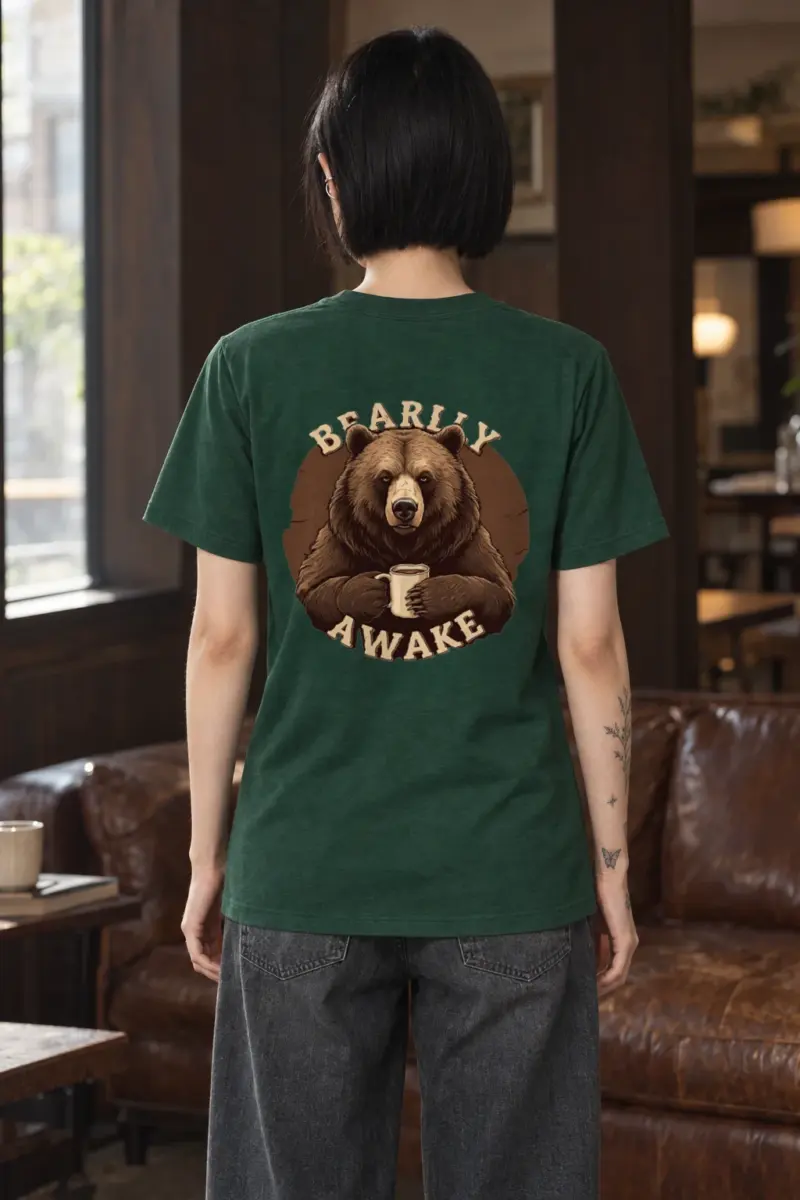 "Sleepy Coffee Bear" Heavyweight Unisex Crewneck T-shirt