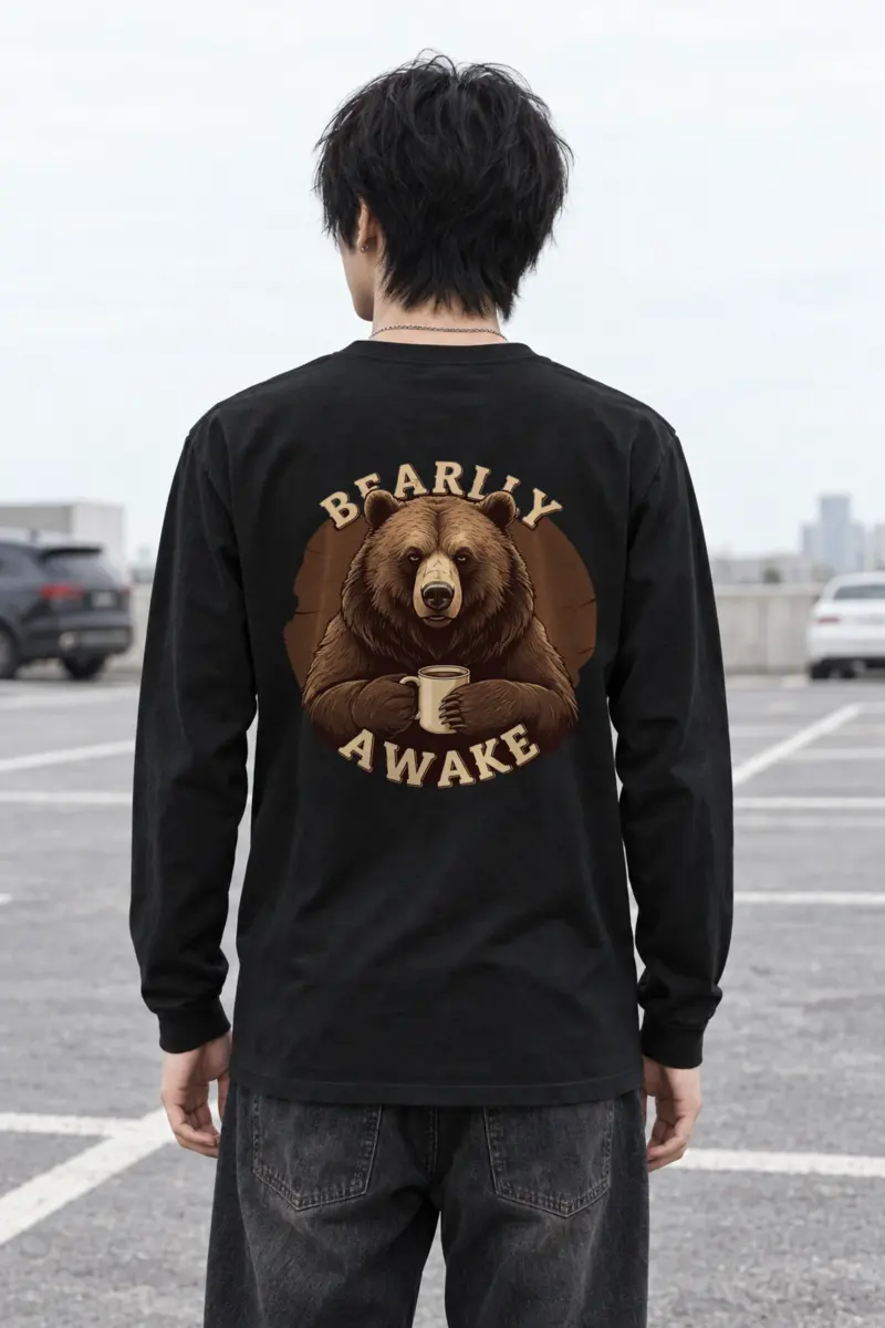 "Sleepy Coffee Bear" Unisex Longsleeve T-shirt
