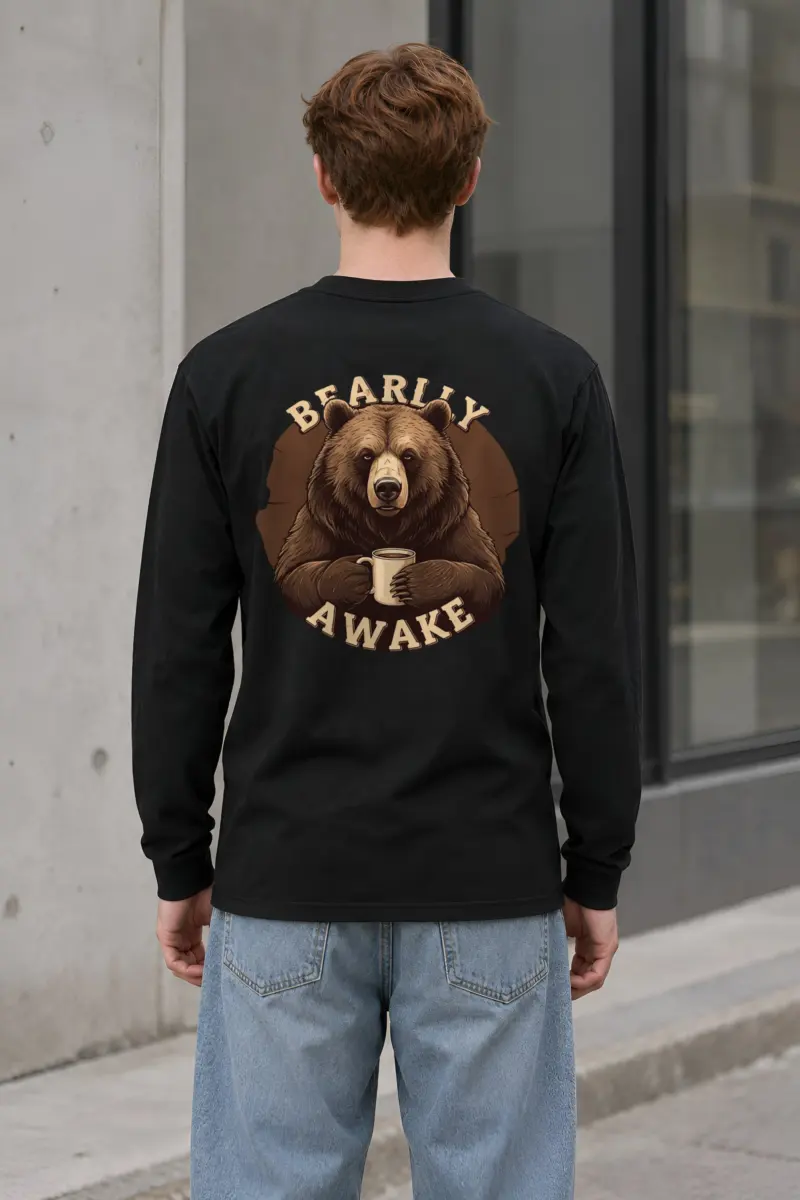 "Sleepy Coffee Bear" Unisex Longsleeve T-shirt