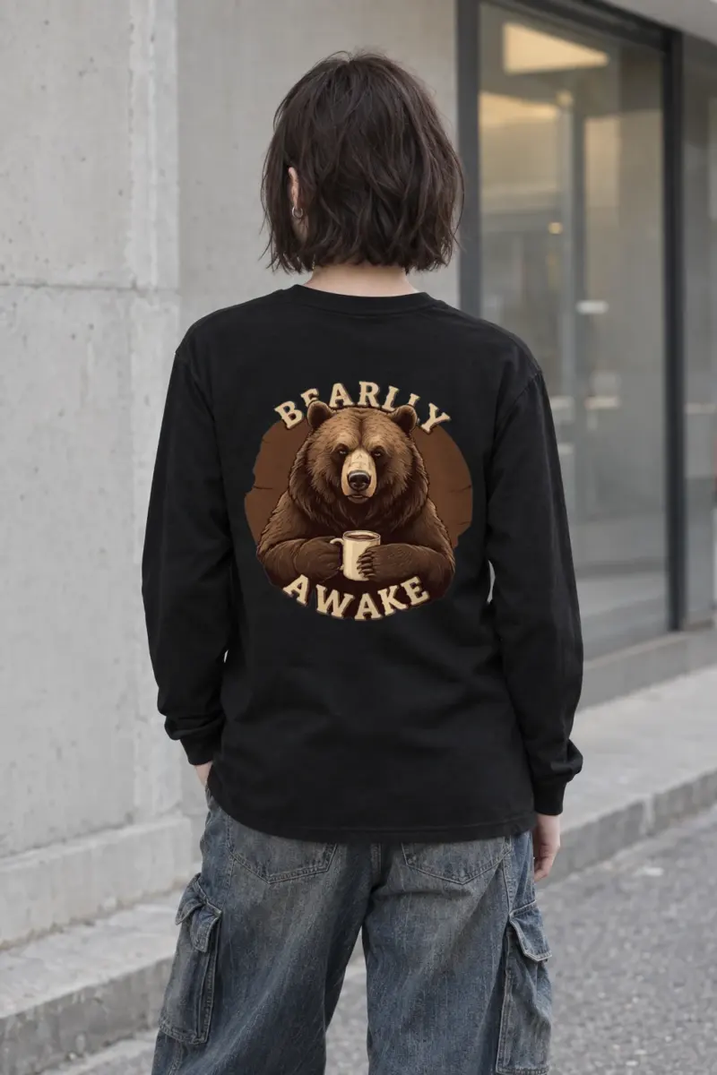 "Sleepy Coffee Bear" Unisex Longsleeve T-shirt