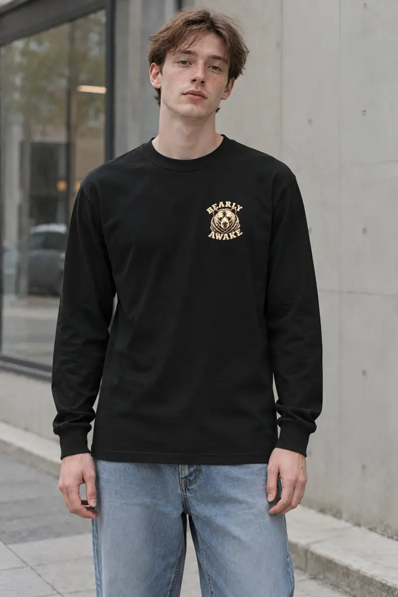 "Sleepy Coffee Bear" Unisex Longsleeve T-shirt